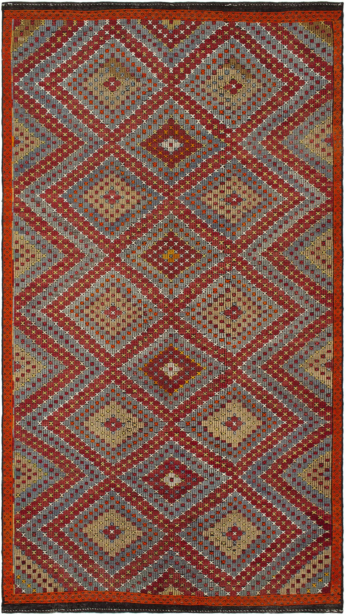 Hand woven Yoruk Dark Red Wool Tapestry Kilim 5'11" x 10'10"   Size: 5'11" x 10'10"  