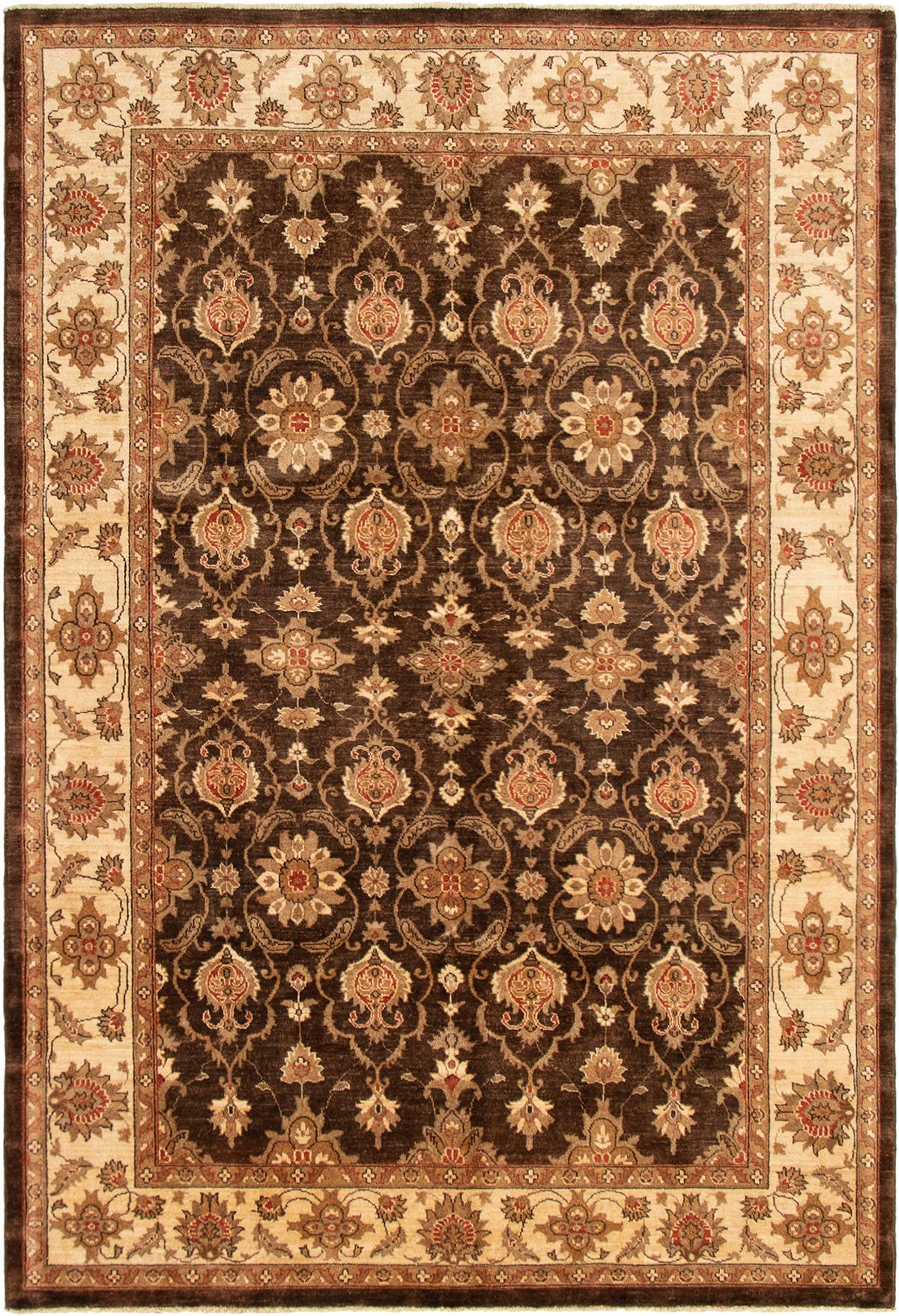 Hand-knotted Peshawar Oushak Dark Brown Wool Rug 6'9" x 9'10" Size: 6'9" x 9'10"  