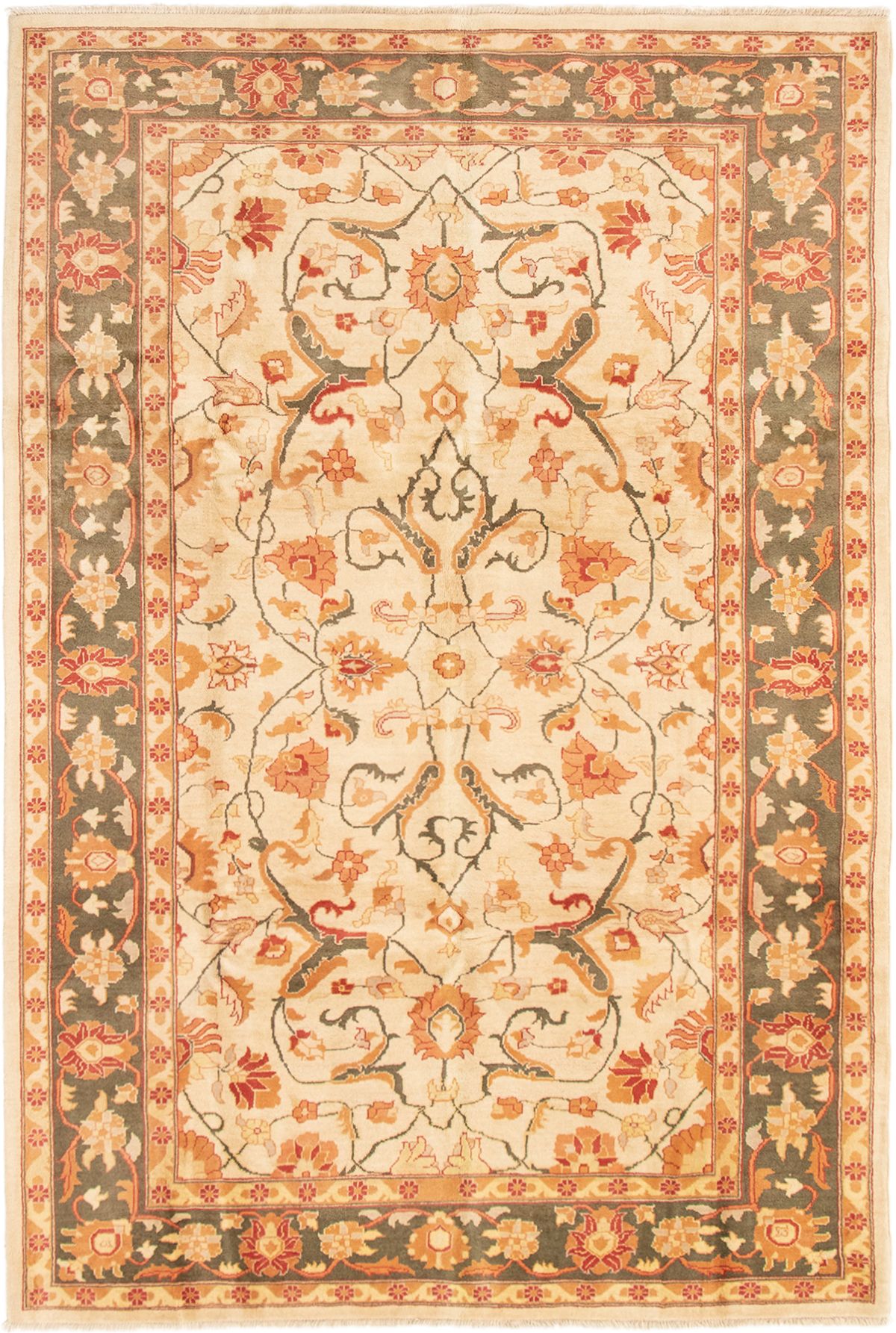 Hand-knotted Chobi Finest Cream Wool Rug 6'10" x 10'1"  Size: 6'10" x 10'1"  