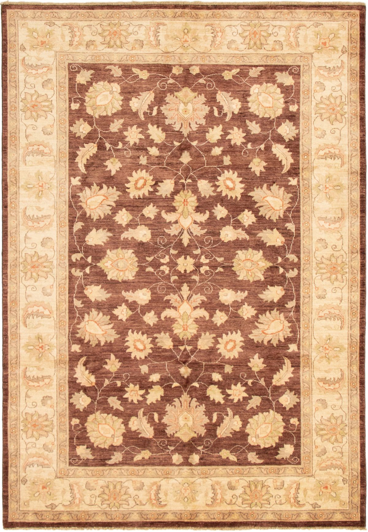Hand-knotted Peshawar Oushak Brown Wool Rug 6'10" x 9'10" Size: 6'10" x 9'10"  