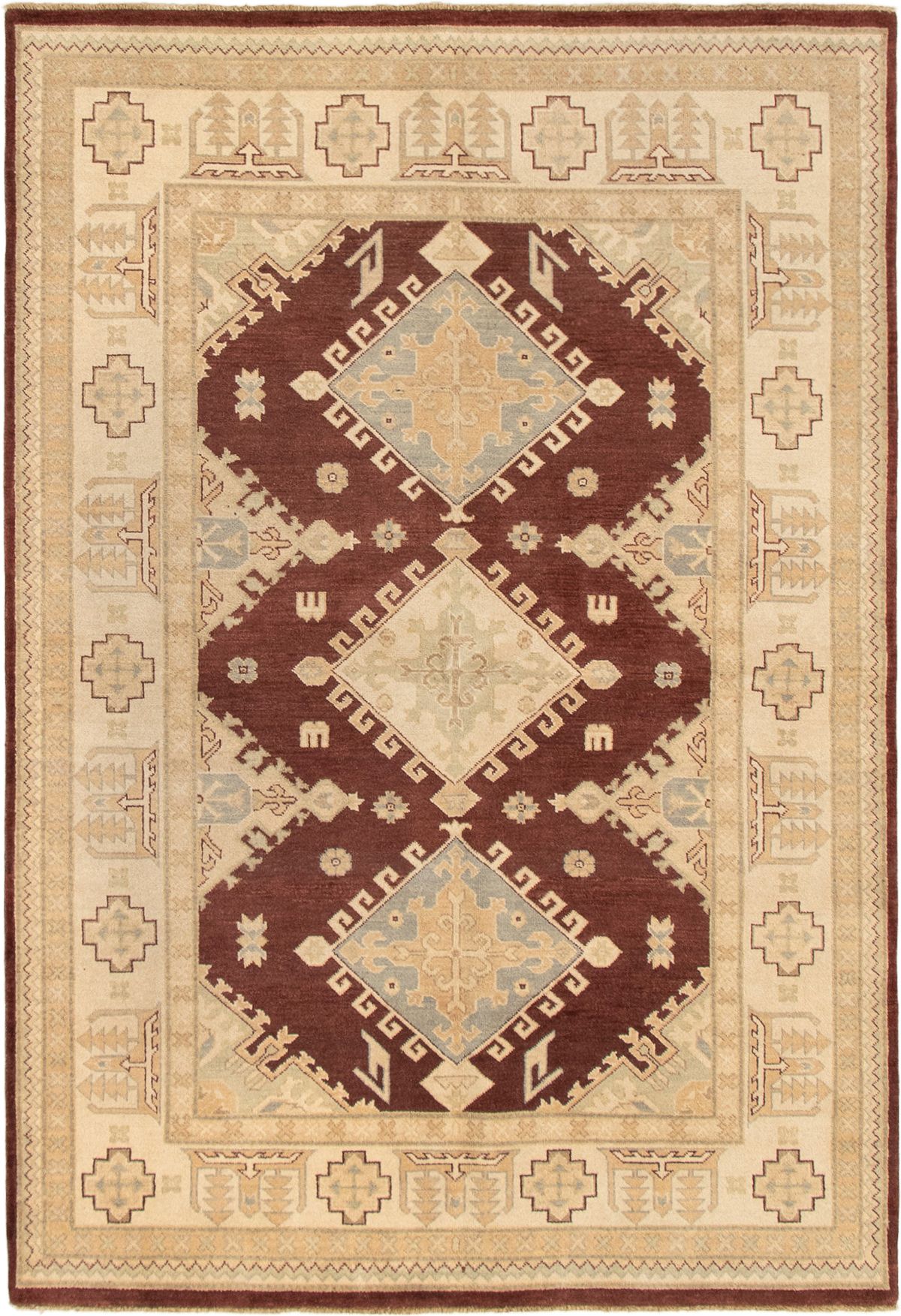 Hand-knotted Chobi Twisted Dark Brown Wool Rug 6'0" x 8'10" Size: 6'0" x 8'10"  