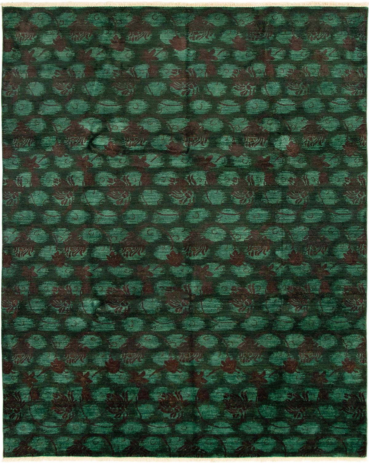 Hand-knotted Vibrance Dark Green Wool Rug 7'10" x 9'10" Size: 7'10" x 9'10"  