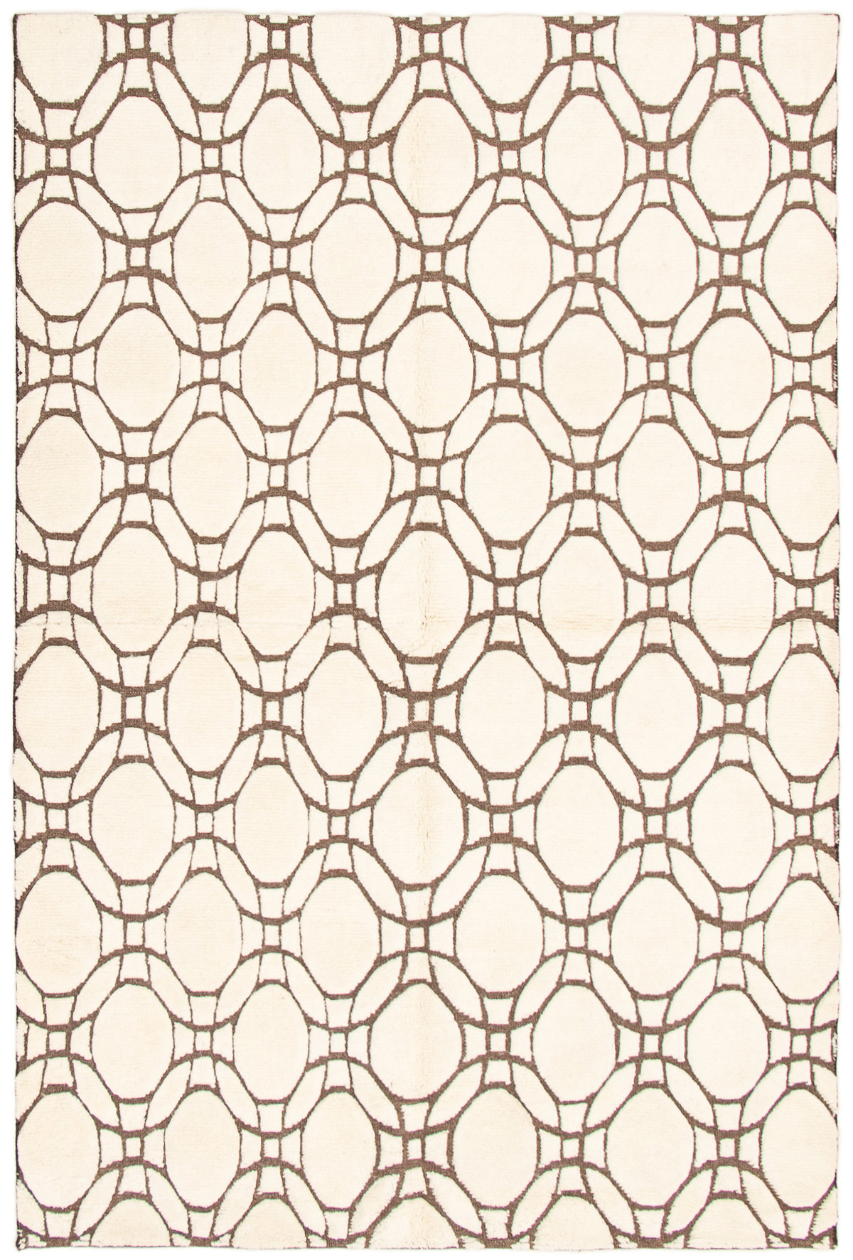 Hand-knotted Arlequin Cream Wool Rug 6'0" x 9'0"  Size: 6'0" x 9'0"  