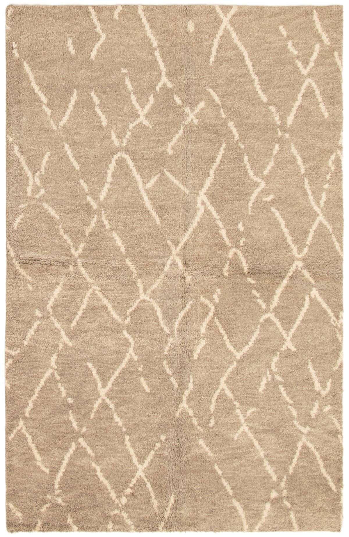 Hand-knotted Arlequin Khaki Wool Rug 5'1" x 8'0" Size: 5'1" x 8'0"  