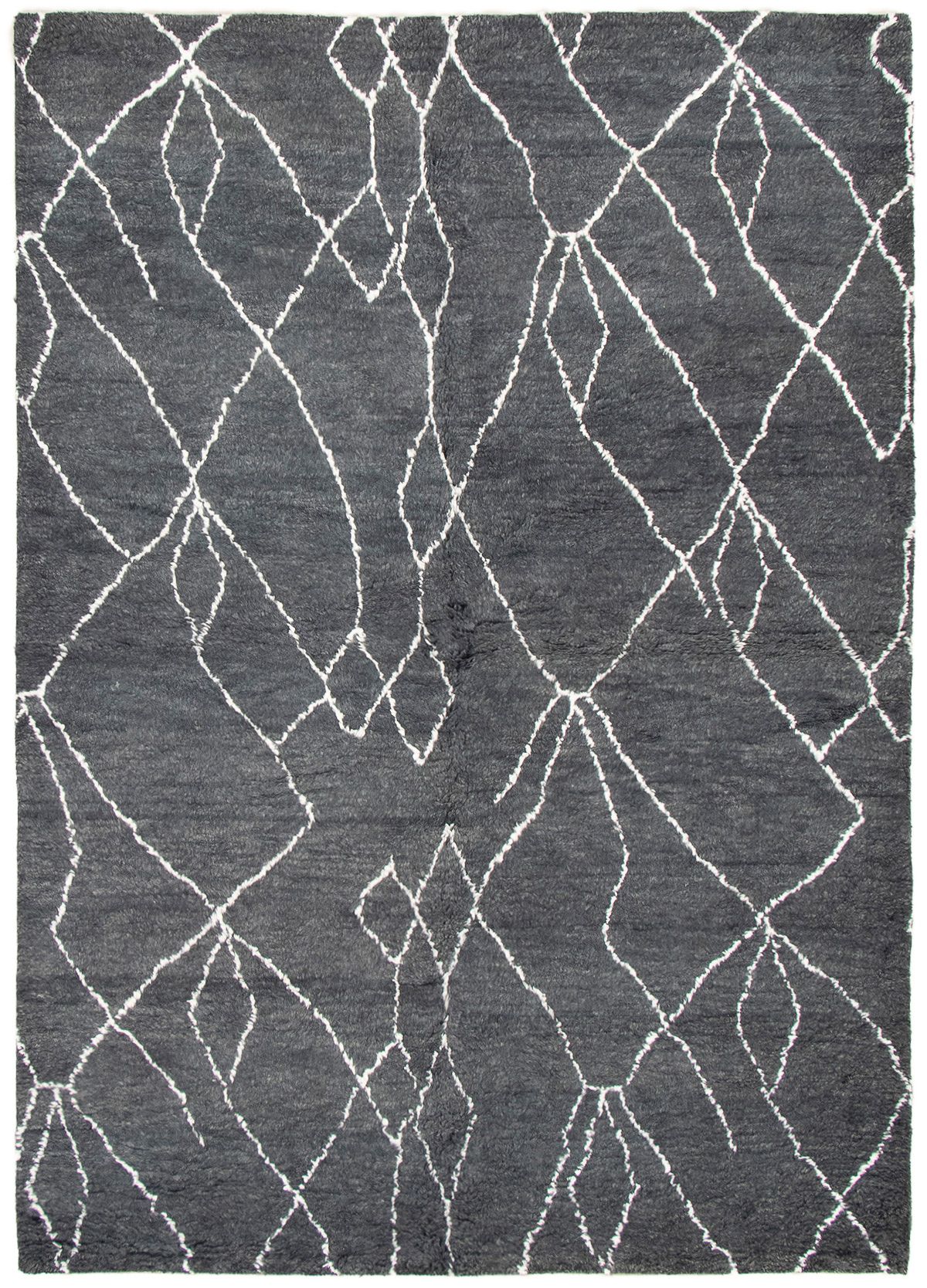 Hand-knotted Arlequin Dark Grey Wool Rug 6'4" x 9'0" Size: 6'4" x 9'0"  