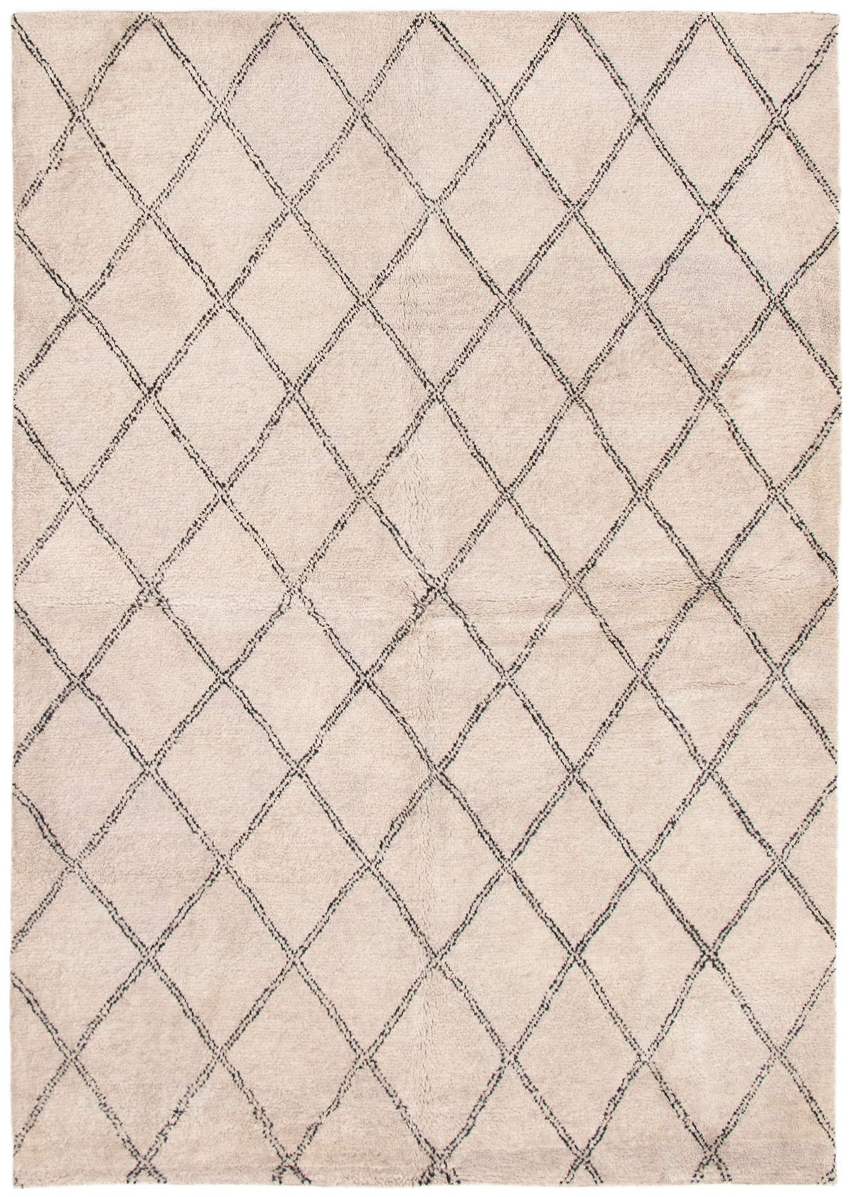 Hand-knotted Arlequin Light Grey Wool Rug 6'3" x 8'10" Size: 6'3" x 8'10"  