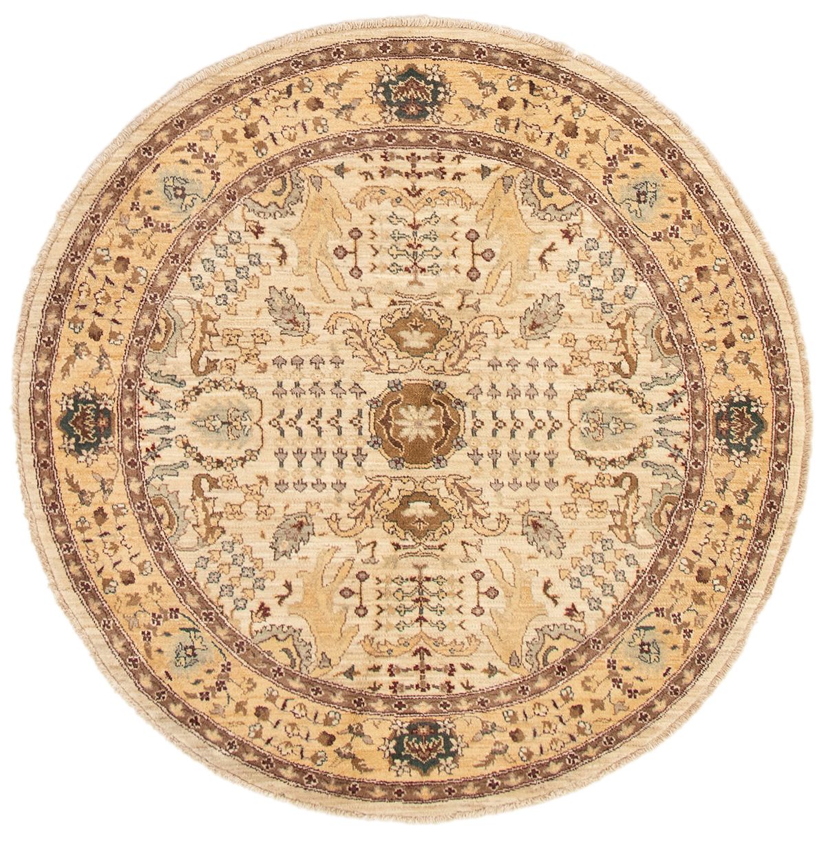 Hand-knotted Chobi Finest Cream Wool Rug 5'9" x 5'9" Size: 5'9" x 5'9"  