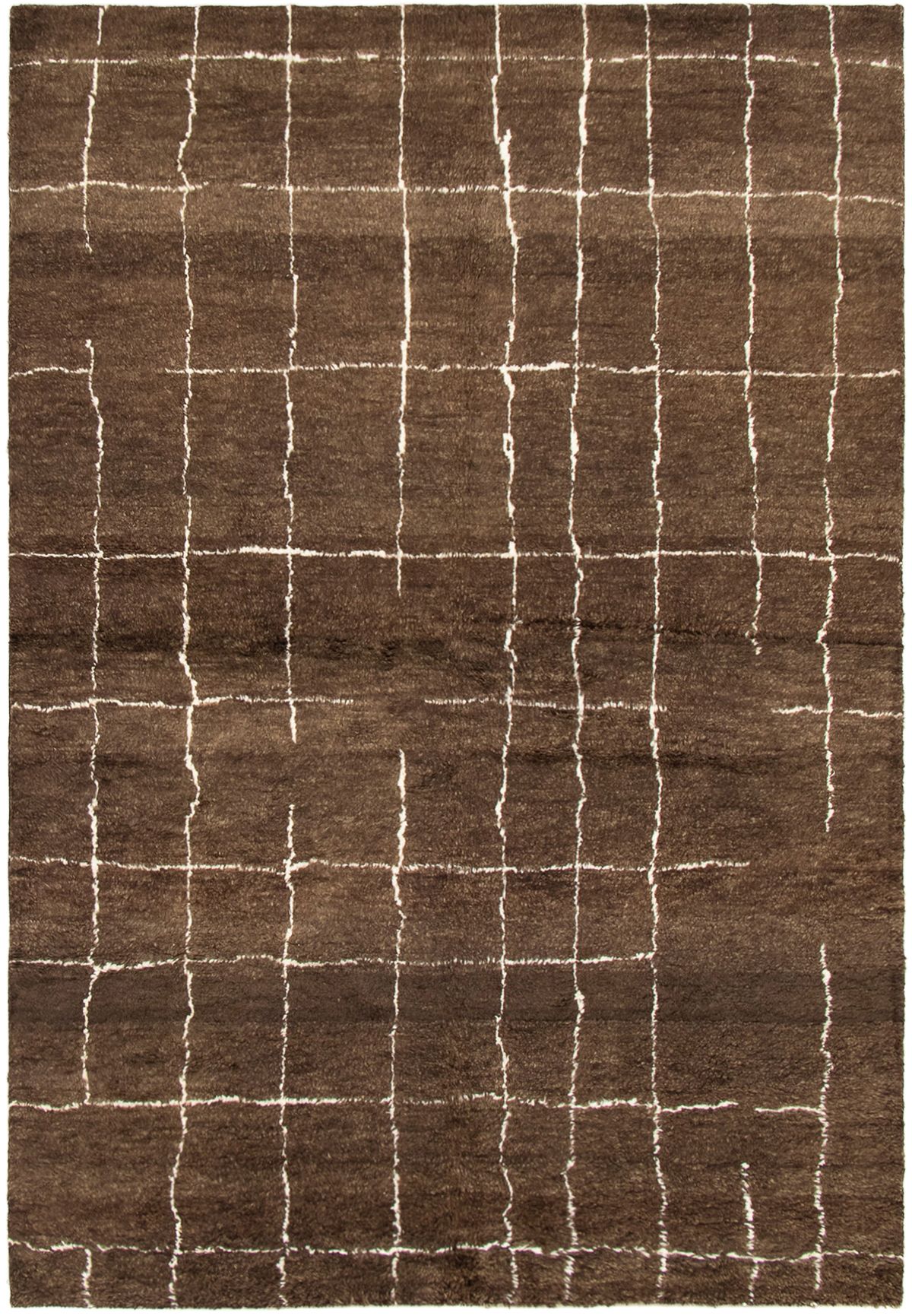 Hand-knotted Arlequin Dark Brown Wool Rug 6'2" x 9'0" Size: 6'2" x 9'0"  