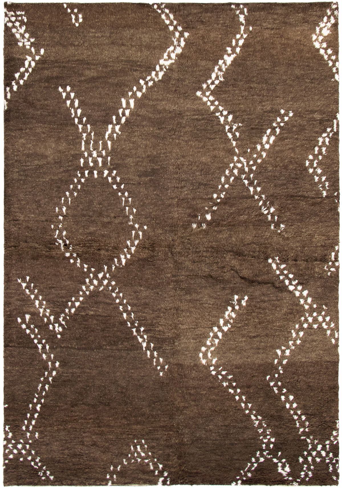 Hand-knotted Arlequin Dark Brown Wool Rug 6'3" x 9'0" Size: 6'3" x 9'0"  