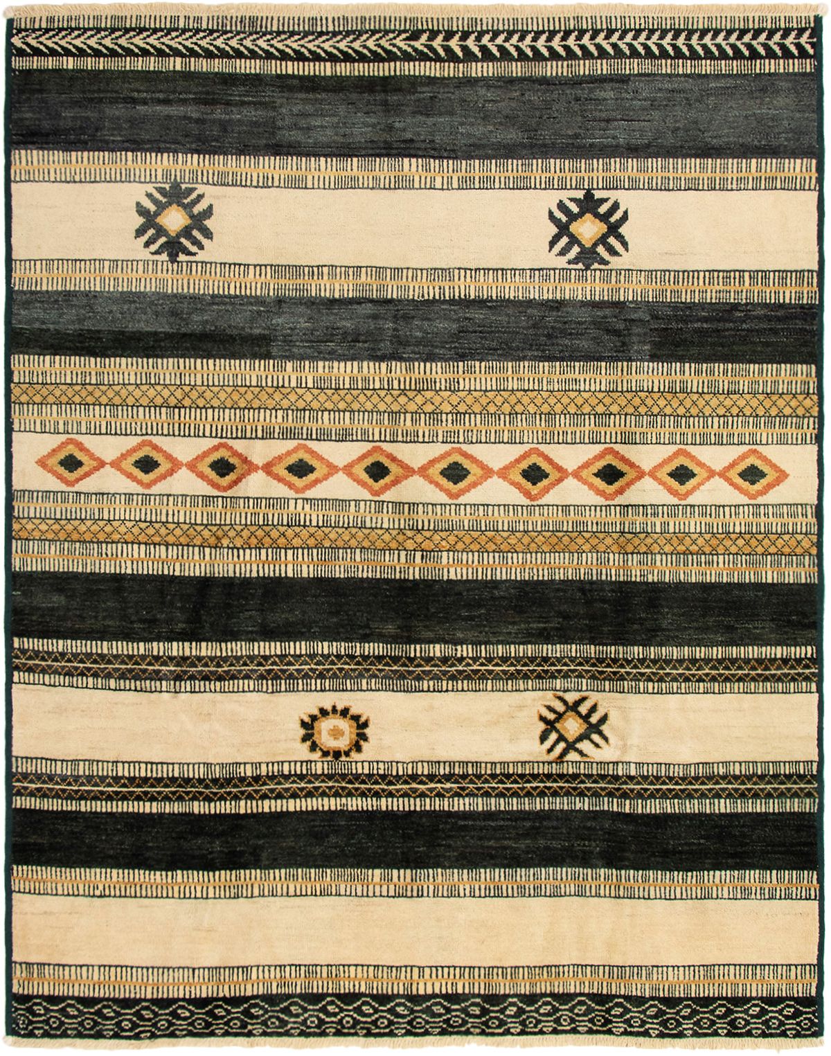 Hand-knotted Shalimar Black, Cream Wool Rug 8'4" x 10'3" Size: 8'4" x 10'3"  