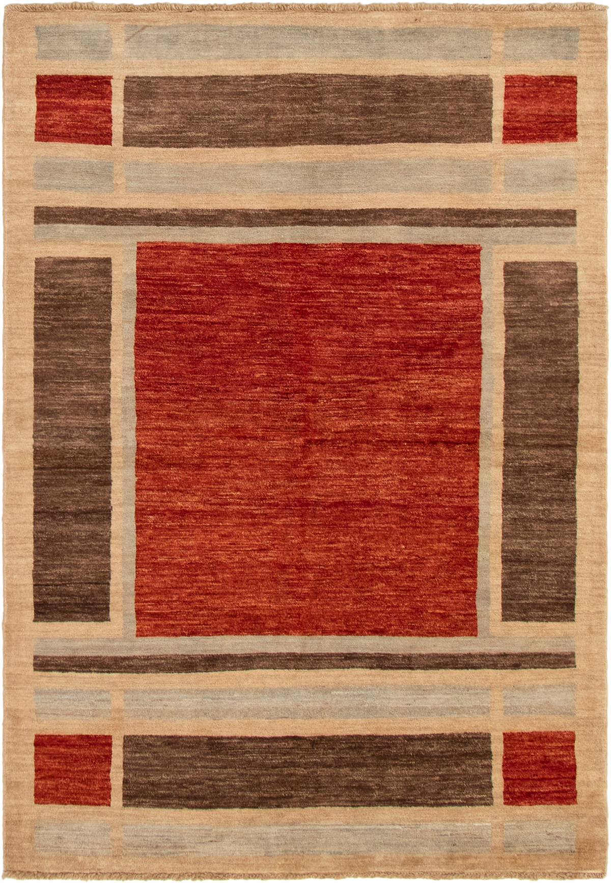 Hand-knotted Finest Ziegler Chobi Ivory, Red Wool Rug 4'9" x 6'9" Size: 4'9" x 6'9"  