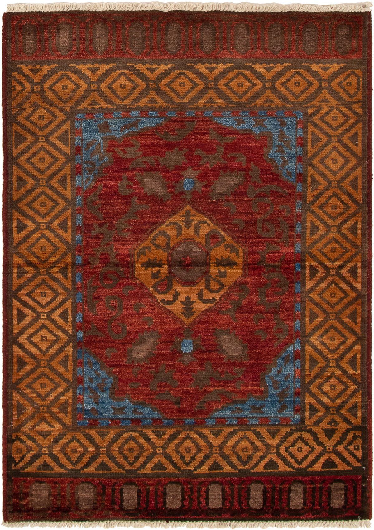 Hand-knotted Shalimar Dark Red Wool Rug 4'6" x 6'2" Size: 4'6" x 6'2"  