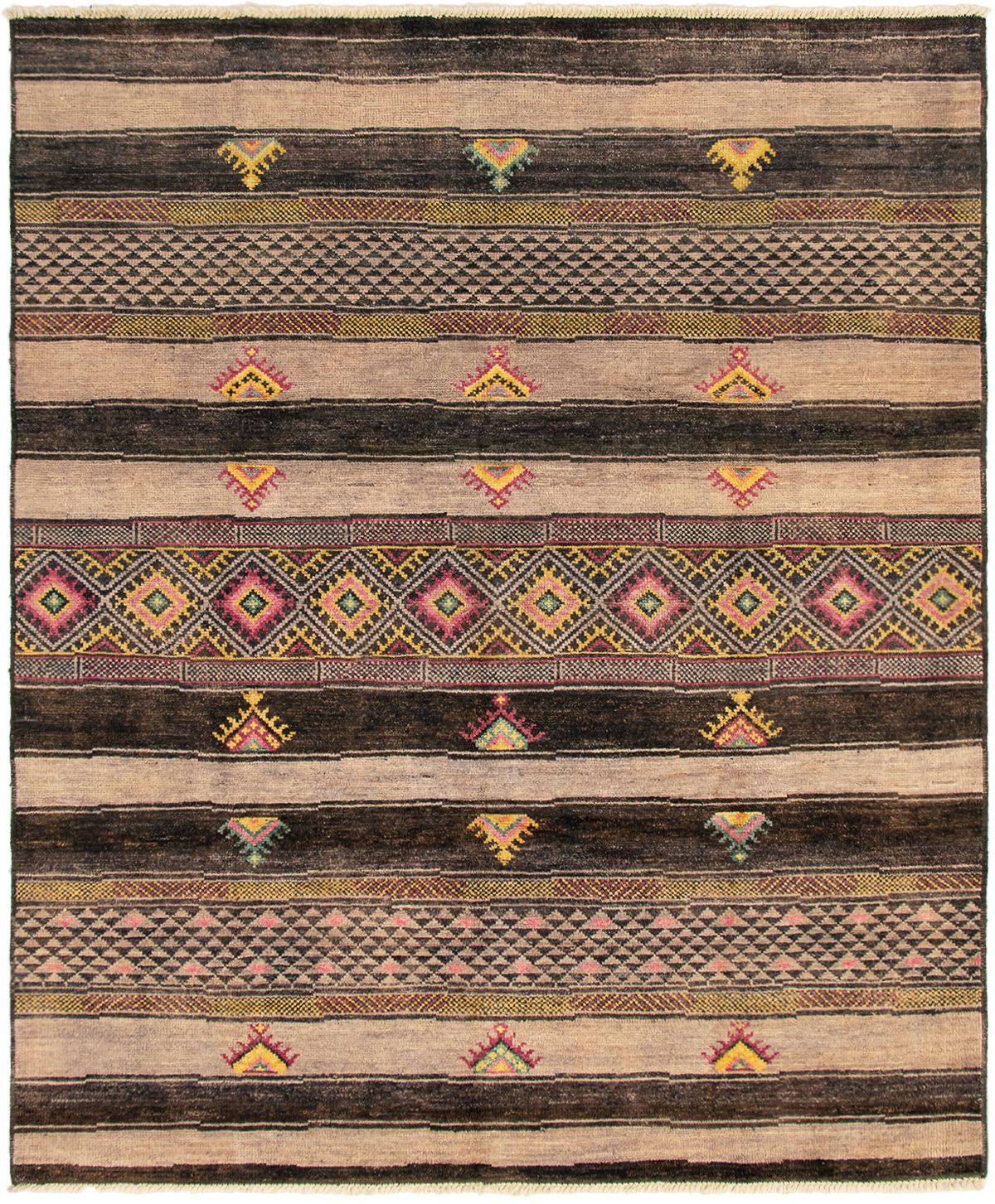 Hand-knotted Shalimar Black, Tan Wool Rug 8'6" x 10'1" Size: 8'6" x 10'1"  