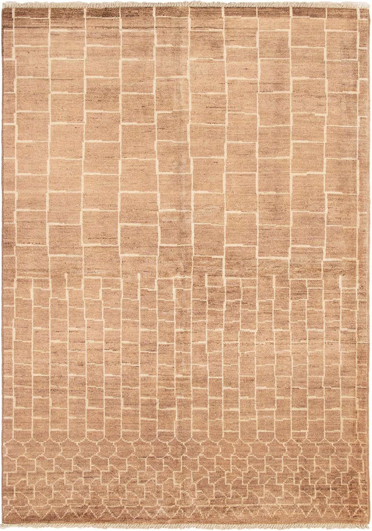 Hand-knotted Tangier Brown Wool Rug 6'3" x 8'10" Size: 6'3" x 8'10"  