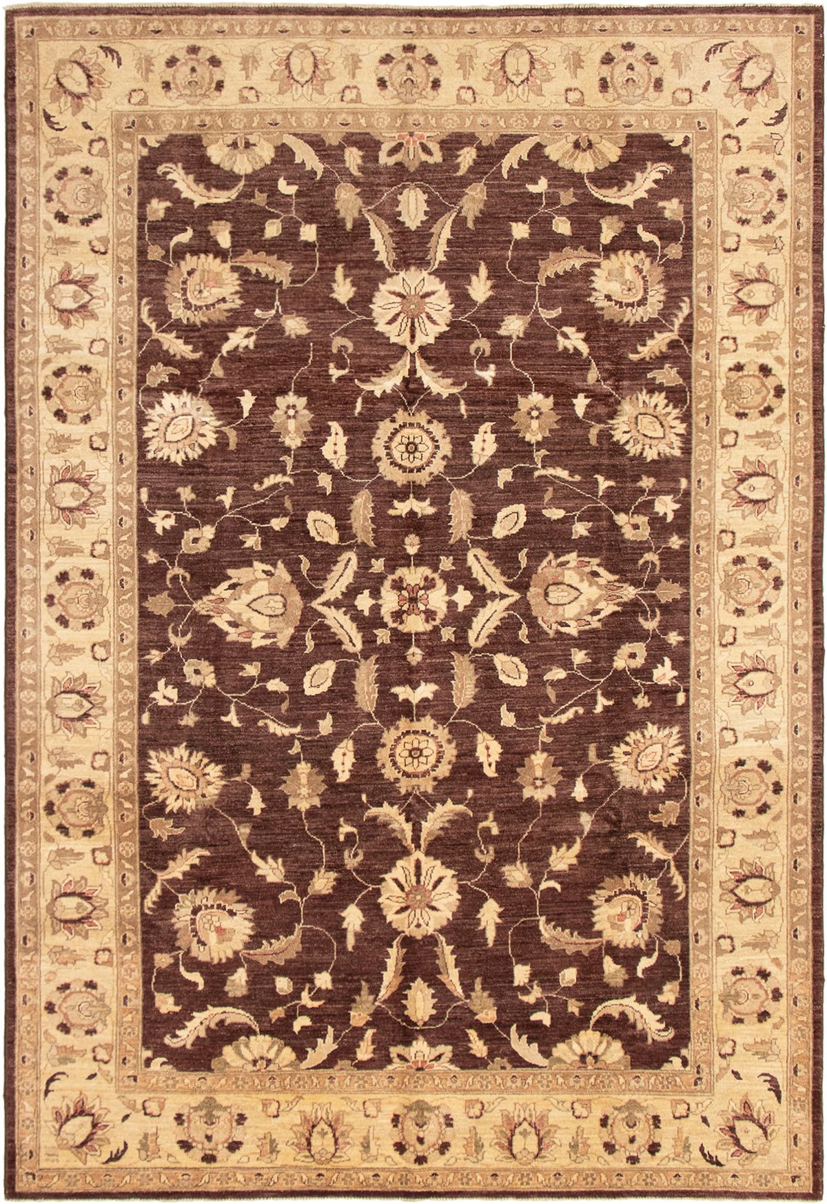 Hand-knotted Peshawar Oushak Dark Brown Wool Rug 6'9" x 9'10"  Size: 6'9" x 9'10"  