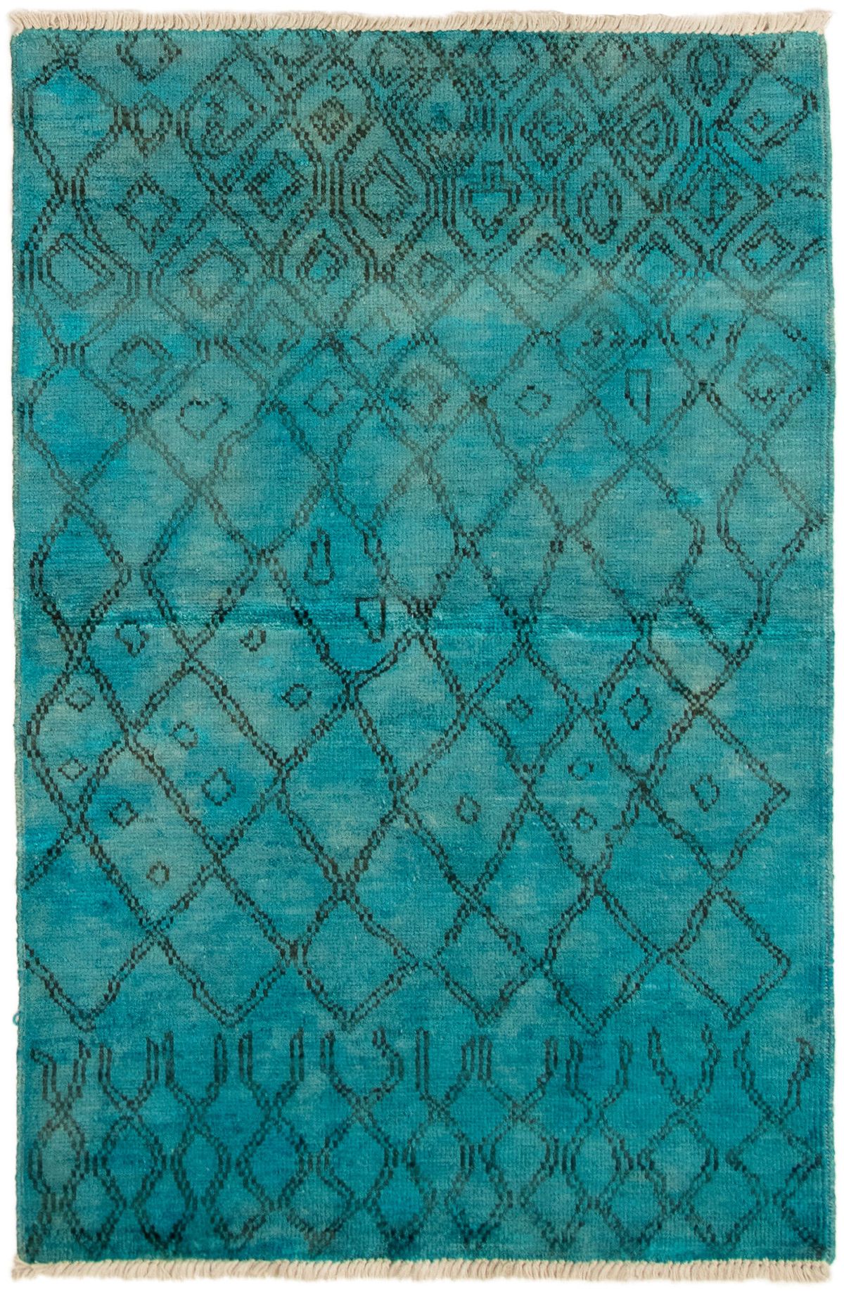 Hand-knotted Vibrance Turquoise Wool Rug 4'0" x 6'0" Size: 4'0" x 6'0"  