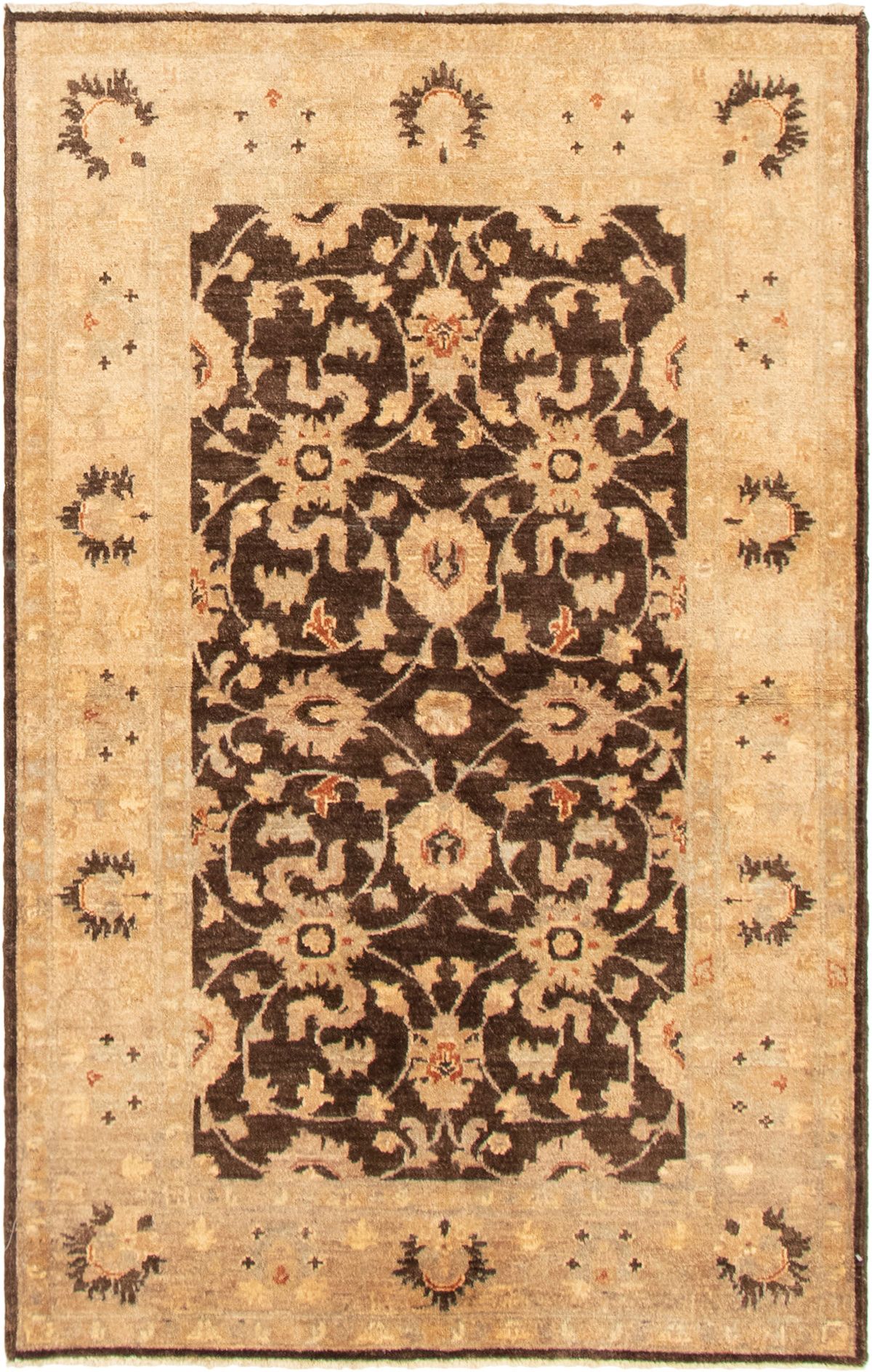 Hand-knotted Chobi Finest Dark Brown Wool Rug 4'0" x 6'5" Size: 4'0" x 6'5"  