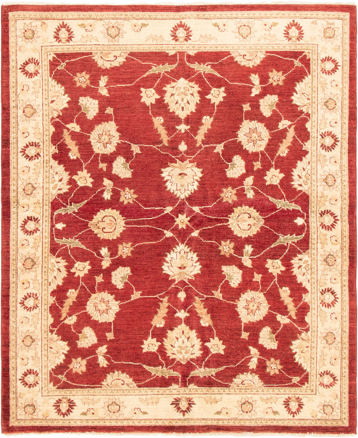 Hand-knotted Peshawar Oushak Red Wool Rug 5'0" x 5'10" Size: 5'0" x 5'10"  