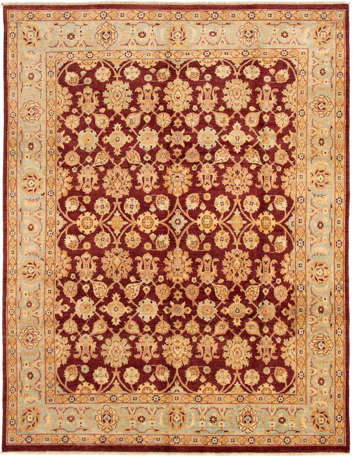 Hand-knotted Peshawar Oushak Dark Red Wool Rug 8'0" x 10'4" Size: 8'0" x 10'4"  