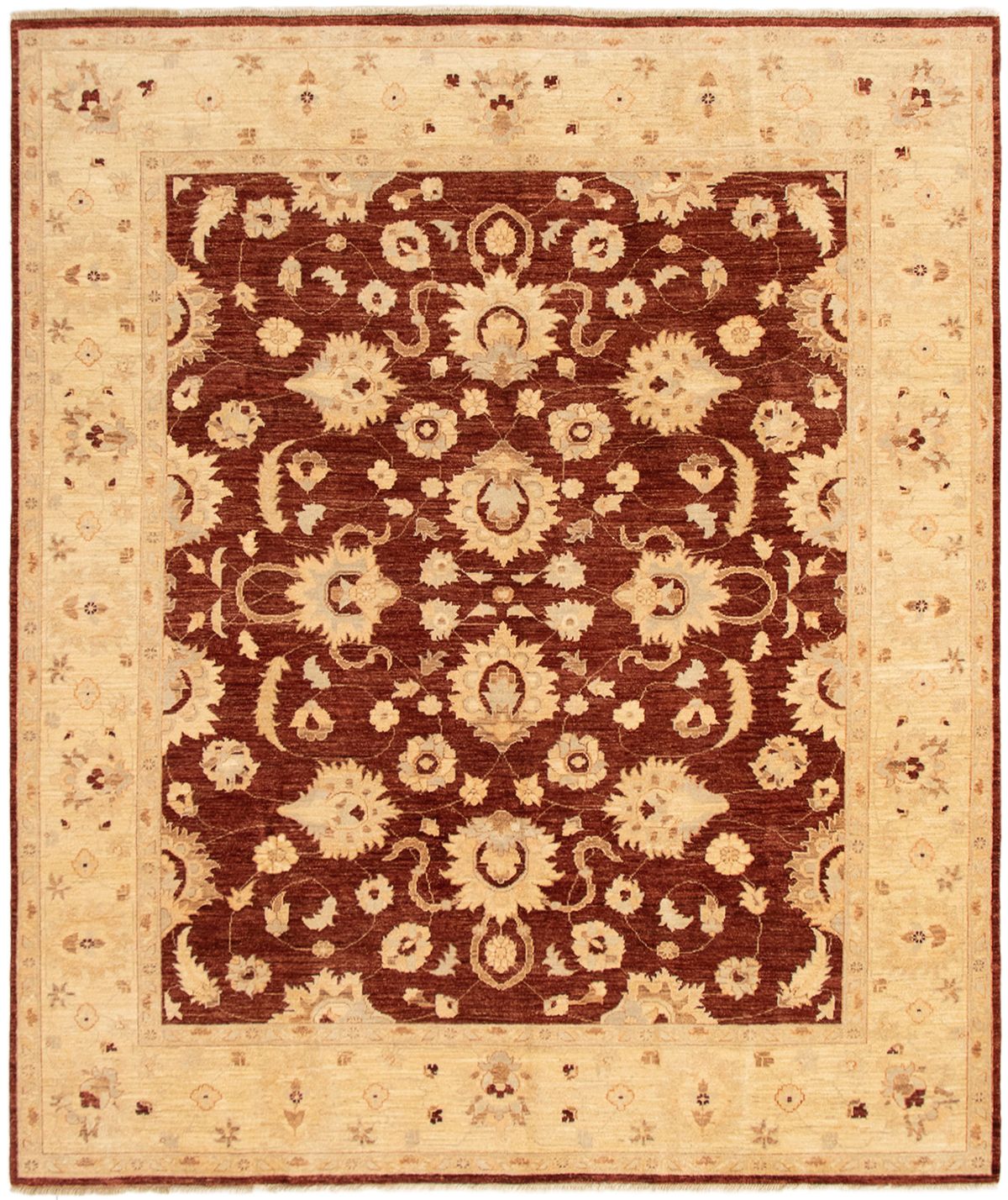 Hand-knotted Chobi Finest Dark Red Wool Rug 8'0" x 9'4" Size: 8'0" x 9'4"  
