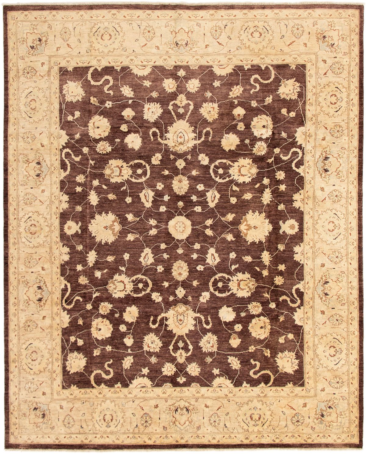 Hand-knotted Peshawar Oushak Dark Brown Wool Rug 8'0" x 9'10" Size: 8'0" x 9'10"  