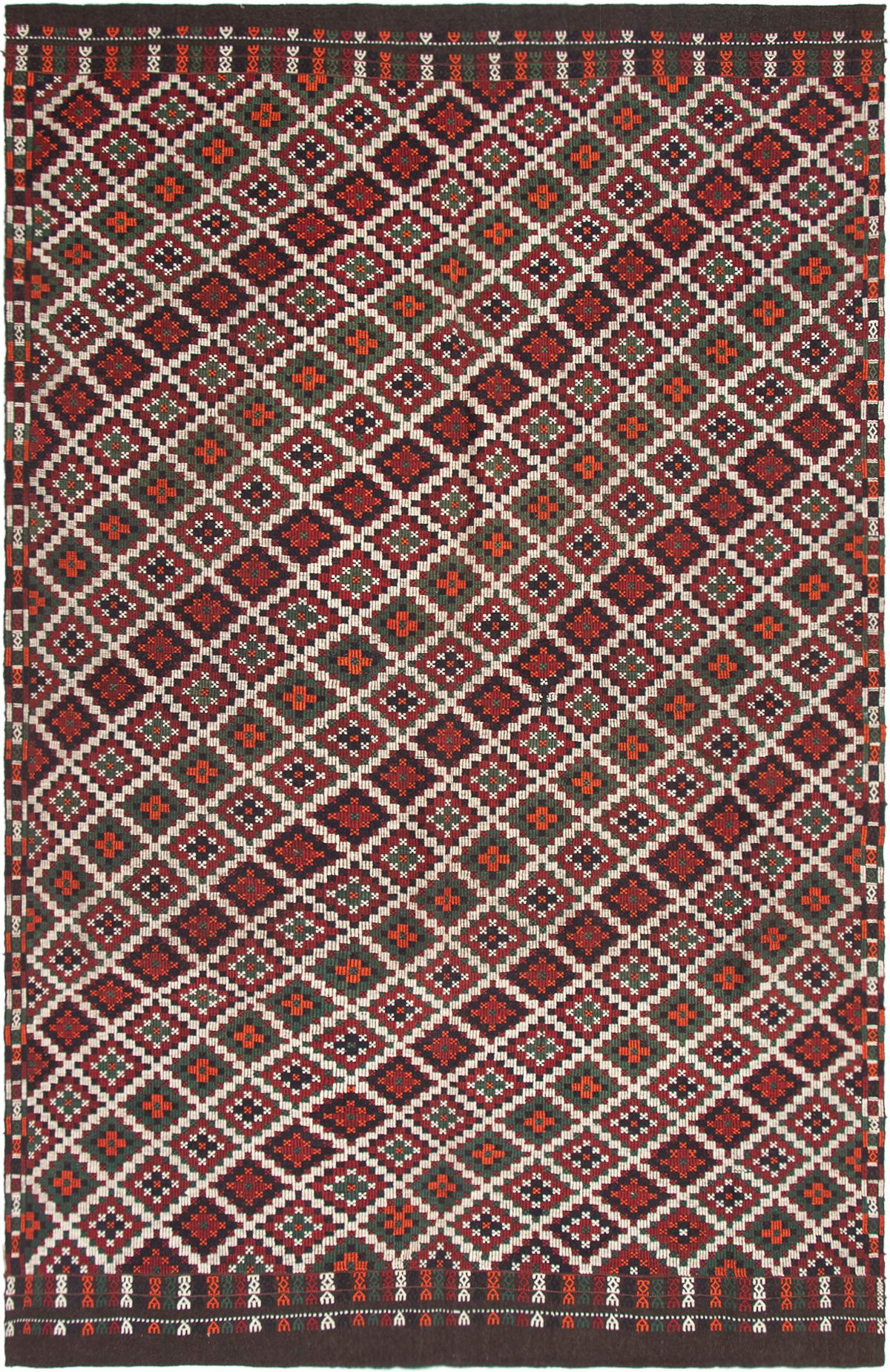 Hand woven Kashkoli FW Dark Red Wool Tapestry Kilim 7'7" x 11'9" Size: 7'7" x 11'9"  