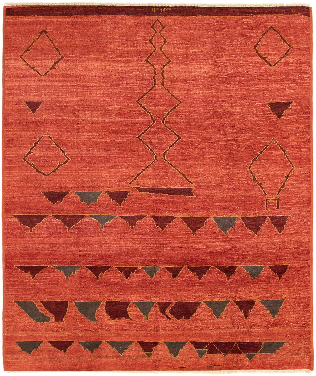 Hand-knotted Tangier Dark Copper Wool Rug 8'4" x 9'7" Size: 8'4" x 9'7"  