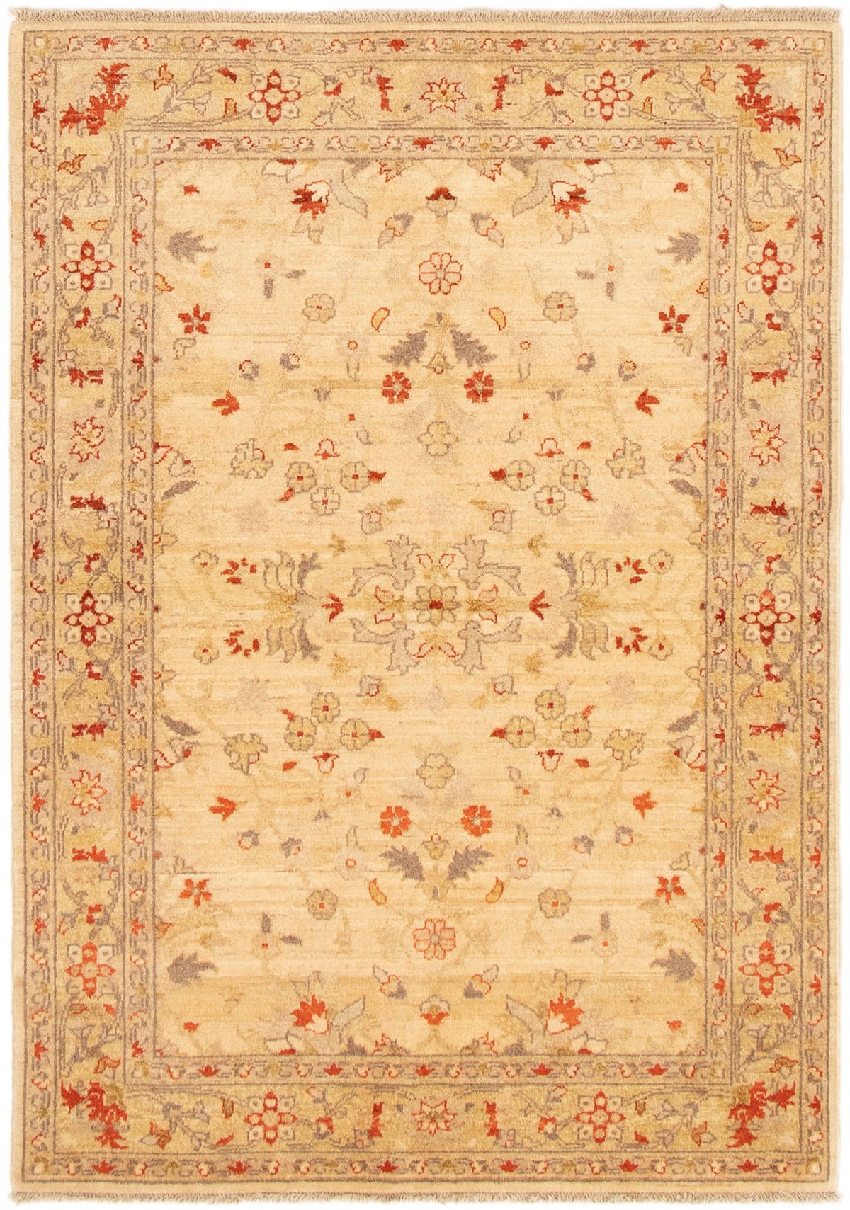 Hand-knotted Chobi Finest Ivory Wool Rug 4'5" x 6'4" Size: 4'5" x 6'4"  
