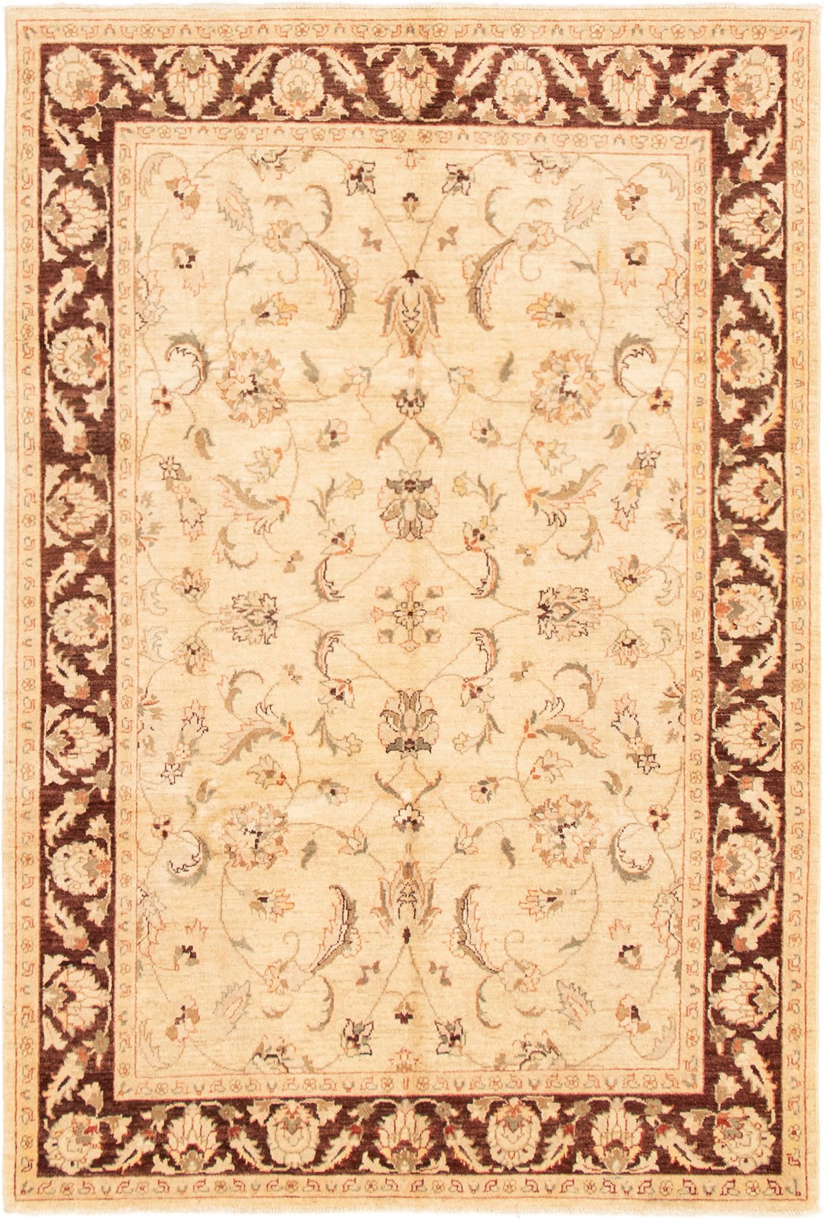 Hand-knotted Chobi Finest Cream Wool Rug 5'7" x 8'3" Size: 5'7" x 8'3"  