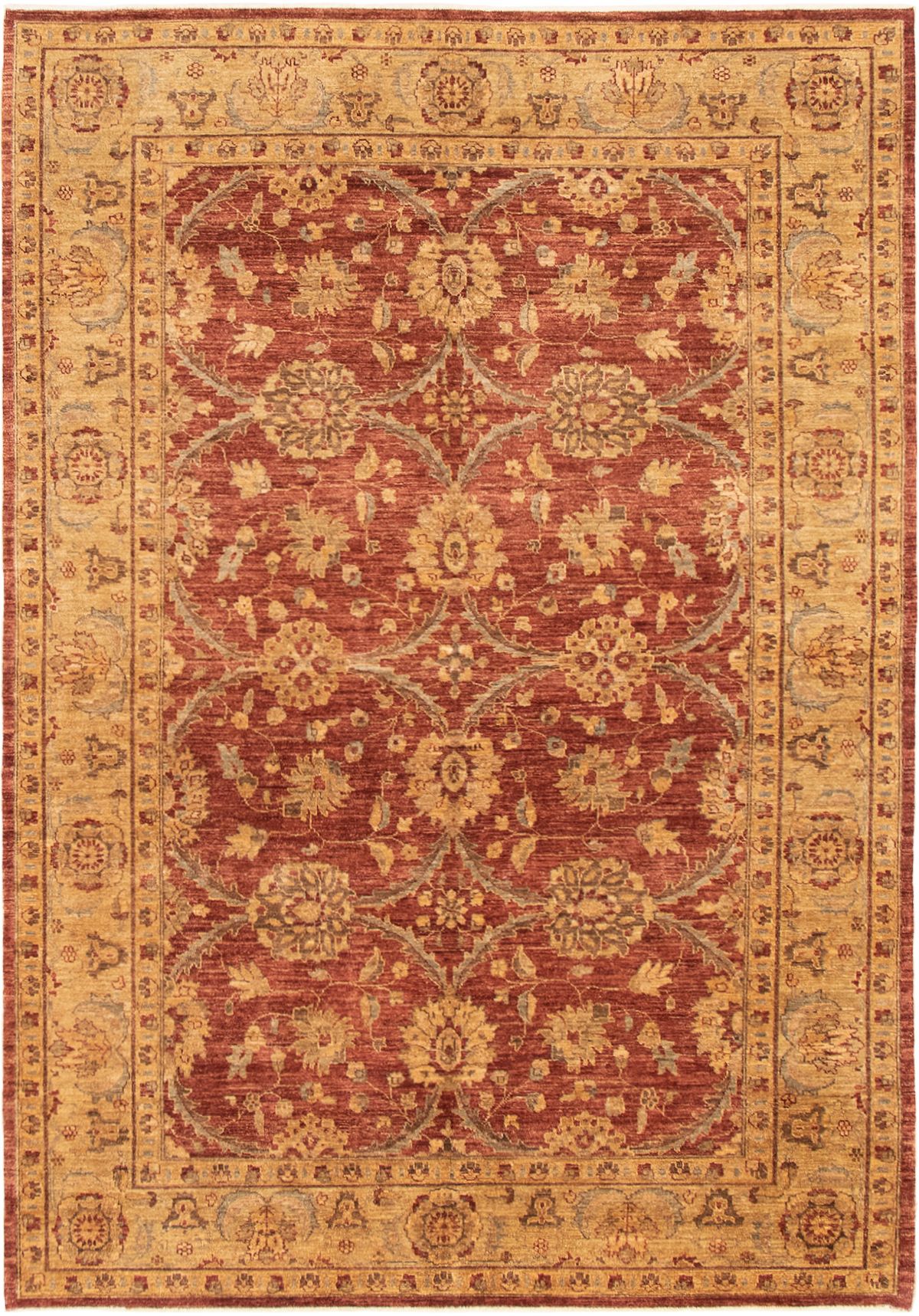 Hand-knotted Chobi Finest Dark Red Wool Rug 6'0" x 8'9"  Size: 6'0" x 8'9"  