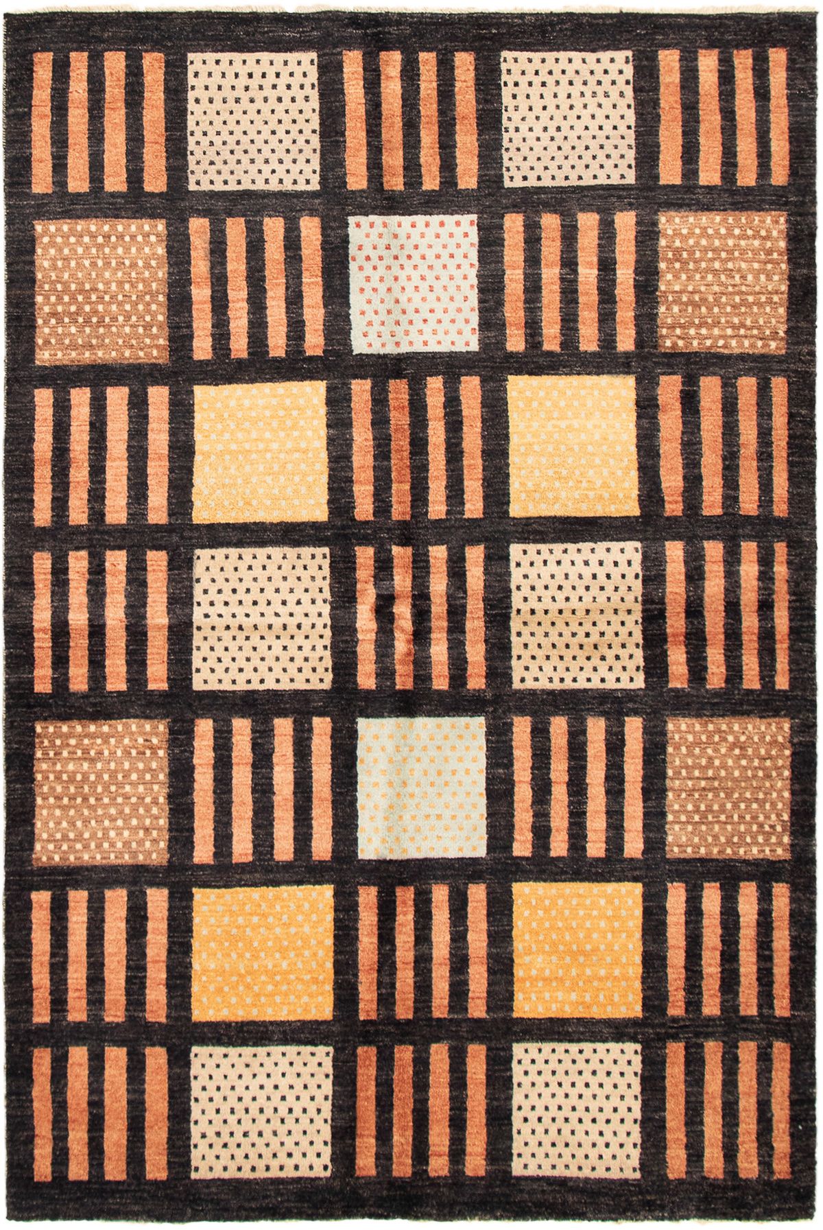 Hand-knotted Finest Ziegler Chobi Black, Copper Wool Rug 5'8" x 8'4" Size: 5'8" x 8'4"  