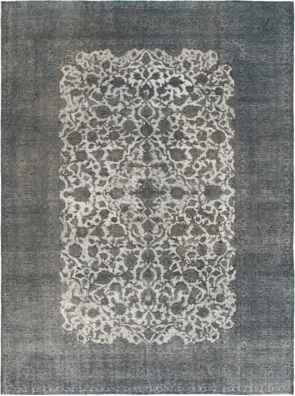 Hand-knotted Color Transition Dark Grey, Light Grey Wool Rug 9