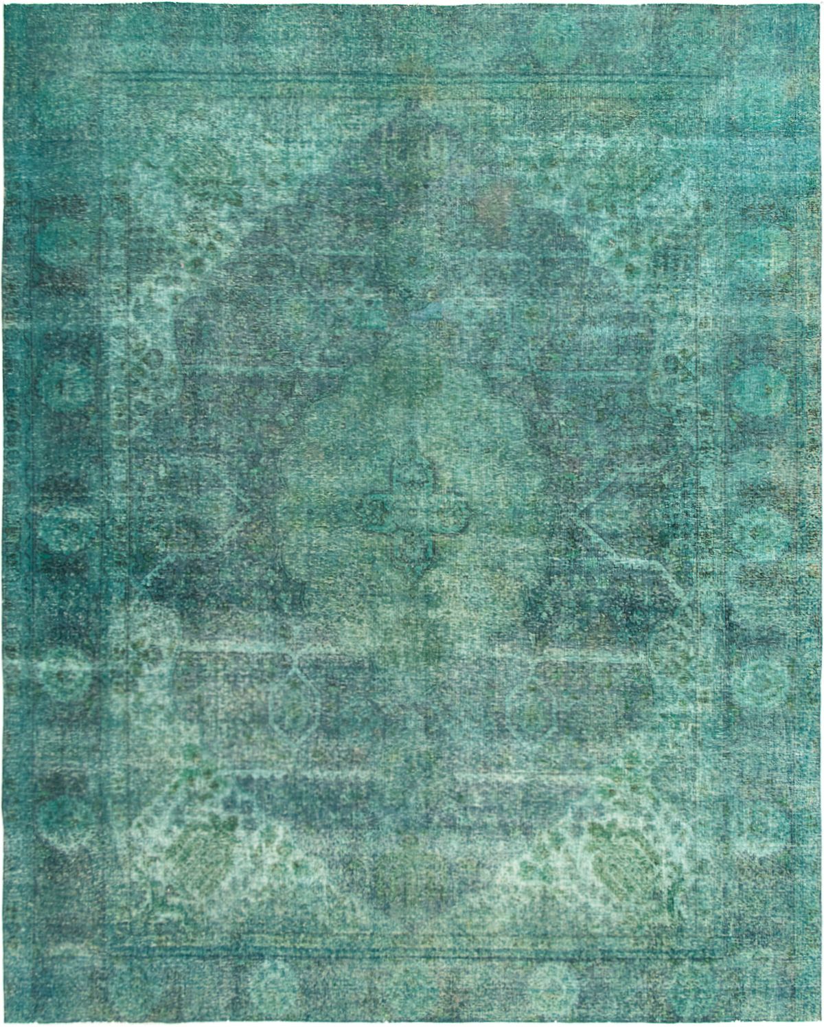 Hand-knotted Color Transition Teal Wool Rug 9'7" x 11'10" Size: 9'7" x 11'10"  