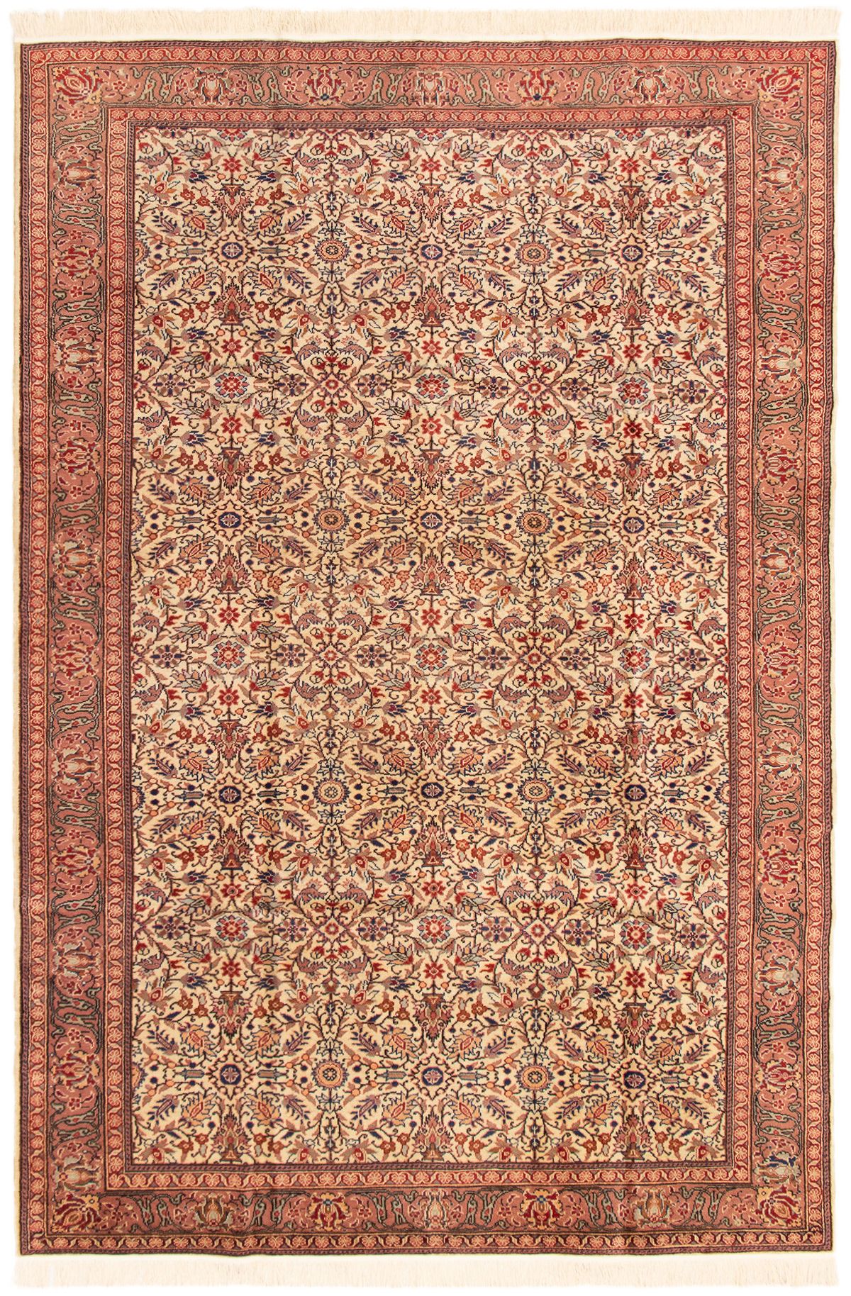 Hand-knotted Keisari Vintage Ivory Wool Rug 6'4" x 9'7" Size: 6'4" x 9'7"  