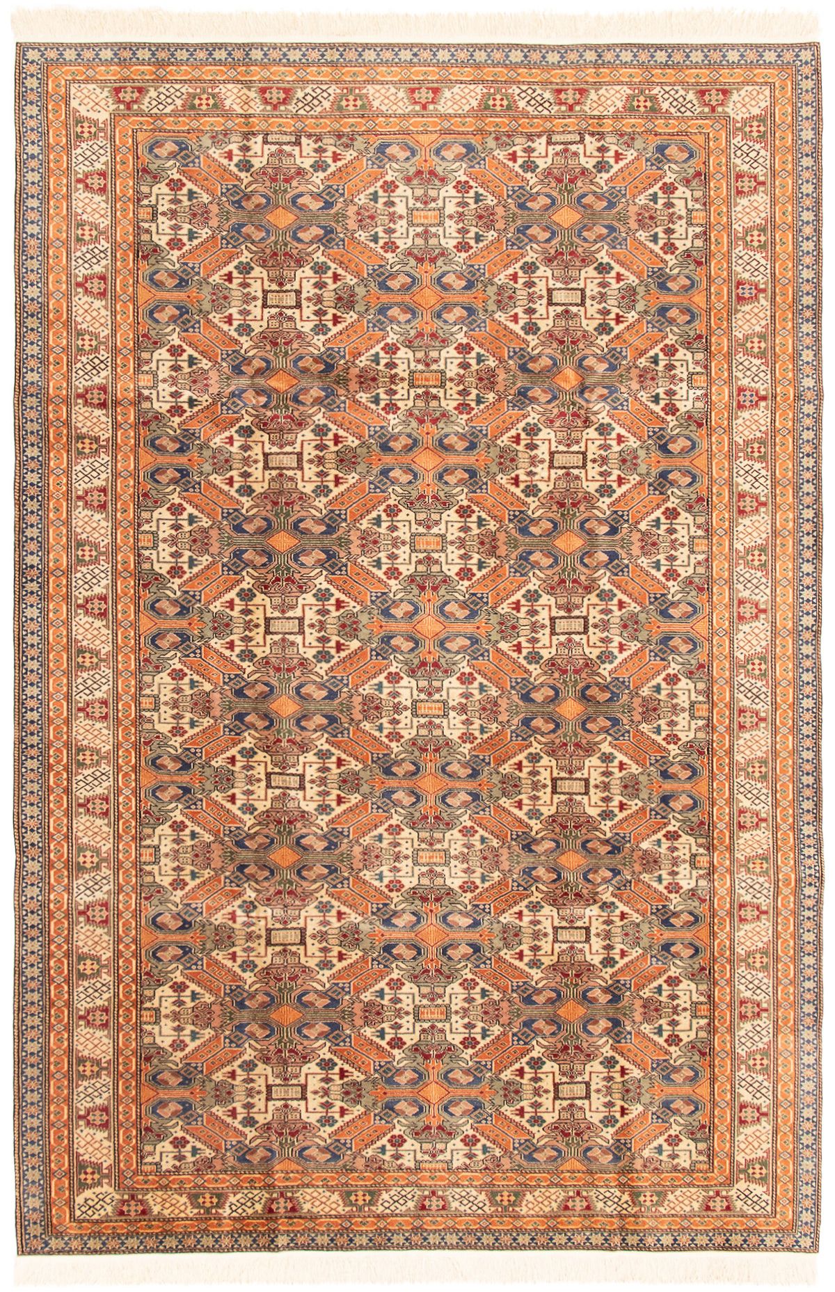 Hand-knotted Keisari Vintage Ivory Wool Rug 6'6" x 9'9" Size: 6'6" x 9'9"  