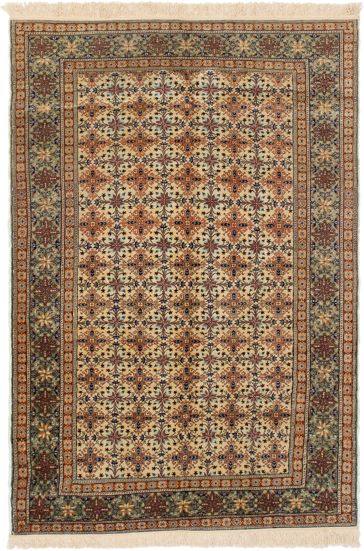 Hand-knotted Keisari Vintage Copper, Cream Wool Rug 5'0" x 7'1"  Size: 5'0" x 7'1"  