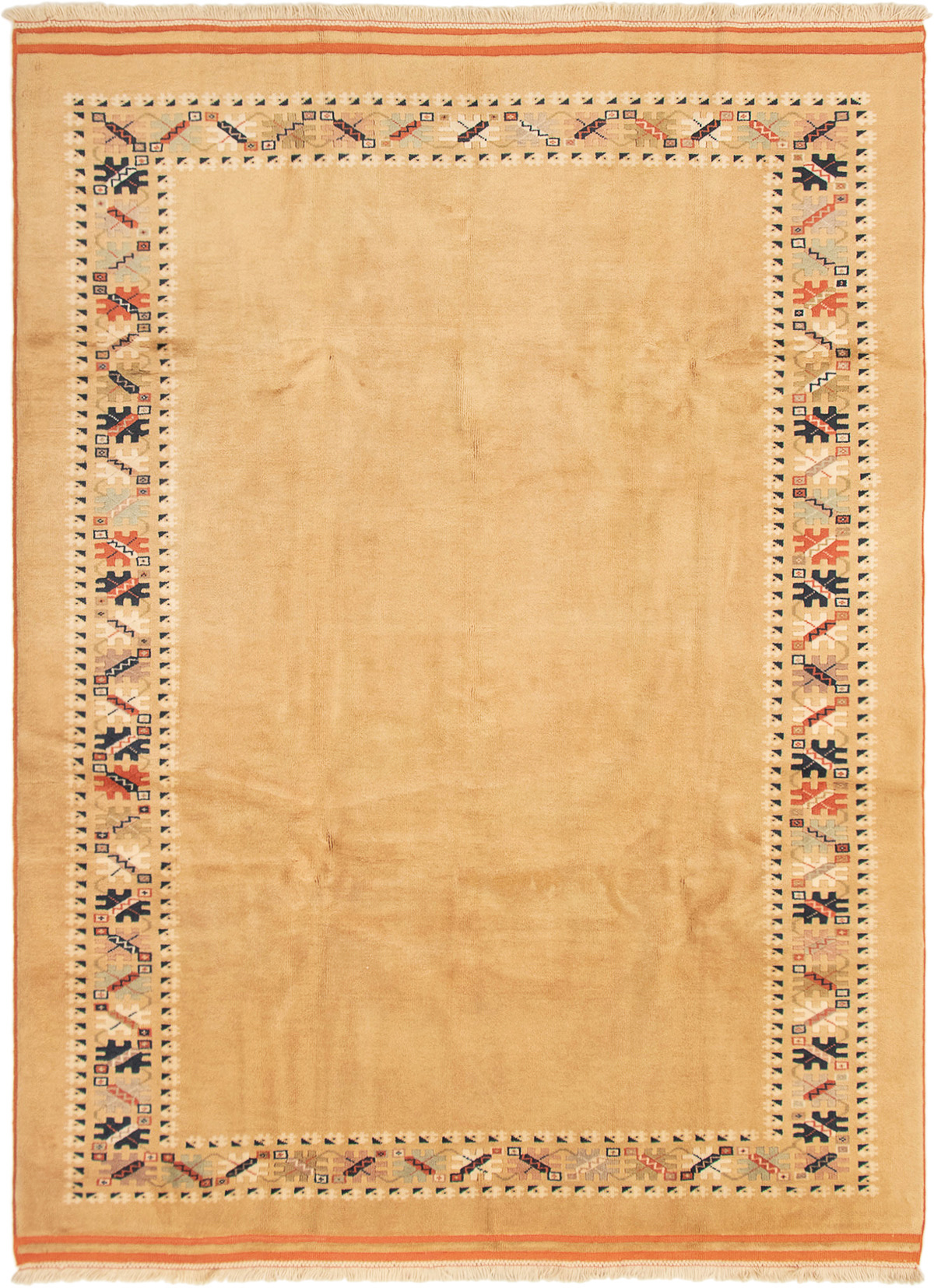 Hand-knotted Melis Vintage Tan Wool Rug 7'0" x 9'4" Size: 7'0" x 9'4"  