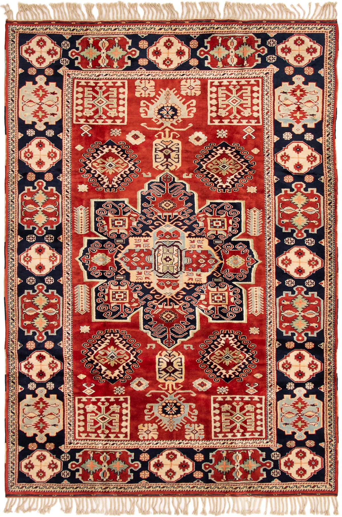 Hand-knotted Melis Vintage Red Wool Rug 7'3" x 10'2" Size: 7'3" x 10'2"  