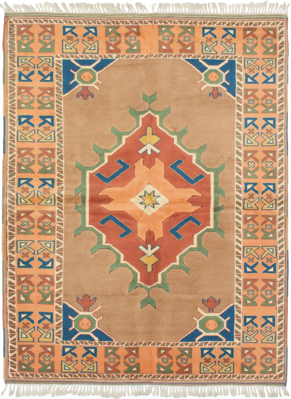 Hand-knotted Antique Shiravan Tan Wool Rug 6'2" x 8'2" Size: 6'2" x 8'2"  