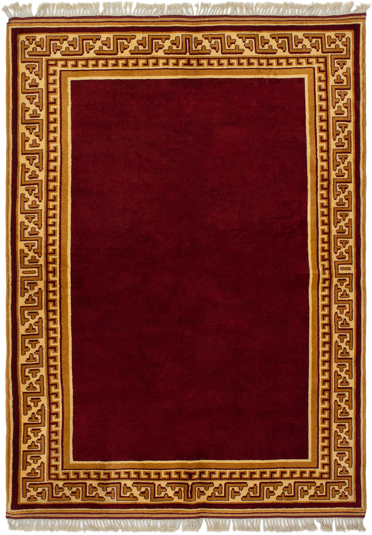 Hand-knotted Melis Vintage Dark Red Wool Rug 5'9" x 7'10" Size: 5'9" x 7'10"  