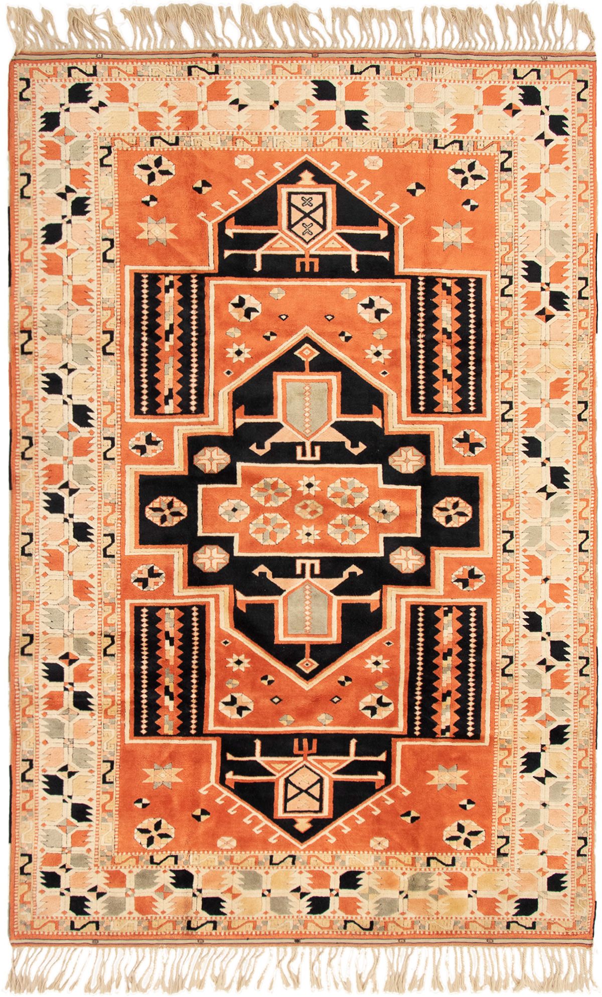 Hand-knotted Melis Vintage Copper Wool Rug 6'8" x 10'4" Size: 6'8" x 10'4"  