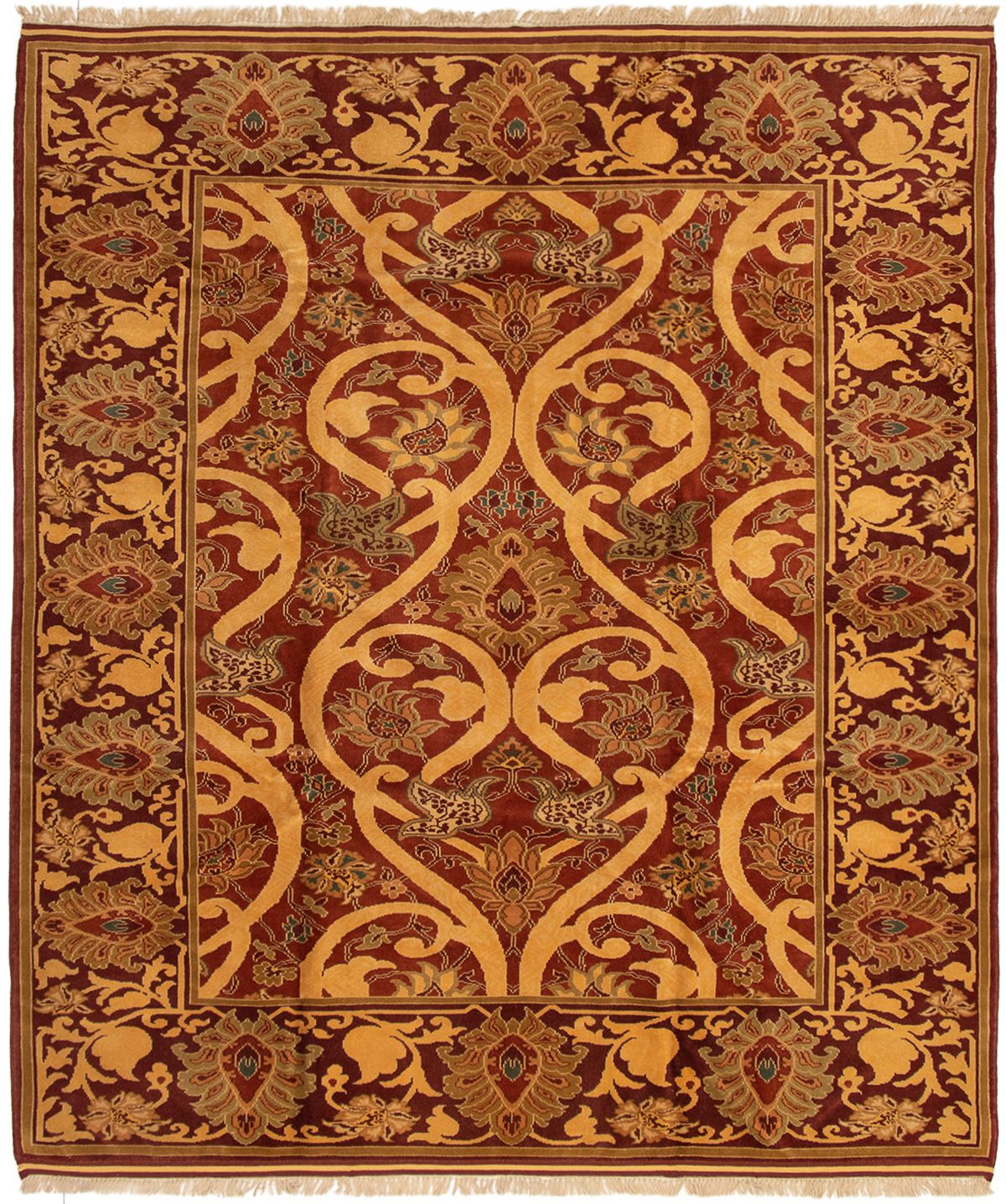 Hand-knotted Ushak Dark Copper Wool Rug 8'2" x 9'2" Size: 8'2" x 9'2"  