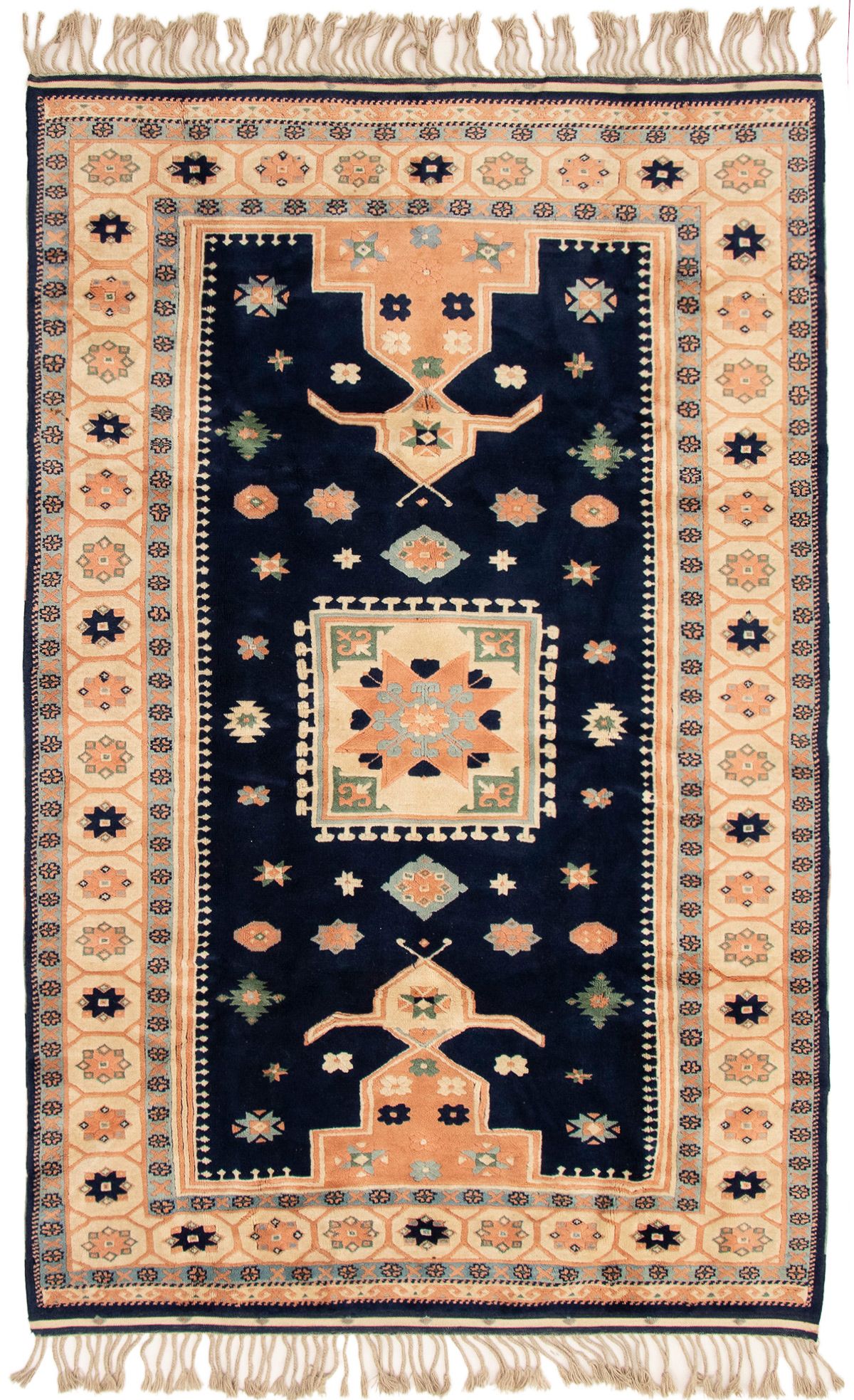 Hand-knotted Antique Shiravan Dark Navy Wool Rug 6'2" x 9'1" Size: 6'2" x 9'1"  