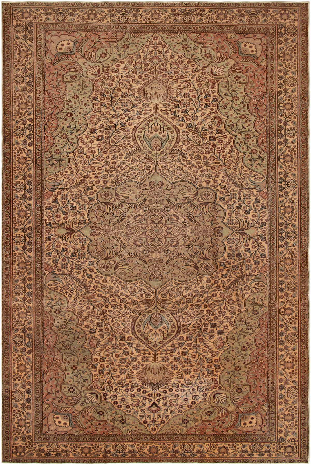 Hand-knotted Keisari Vintage Ivory Wool Rug 6'7" x 9'11" Size: 6'7" x 9'11"  