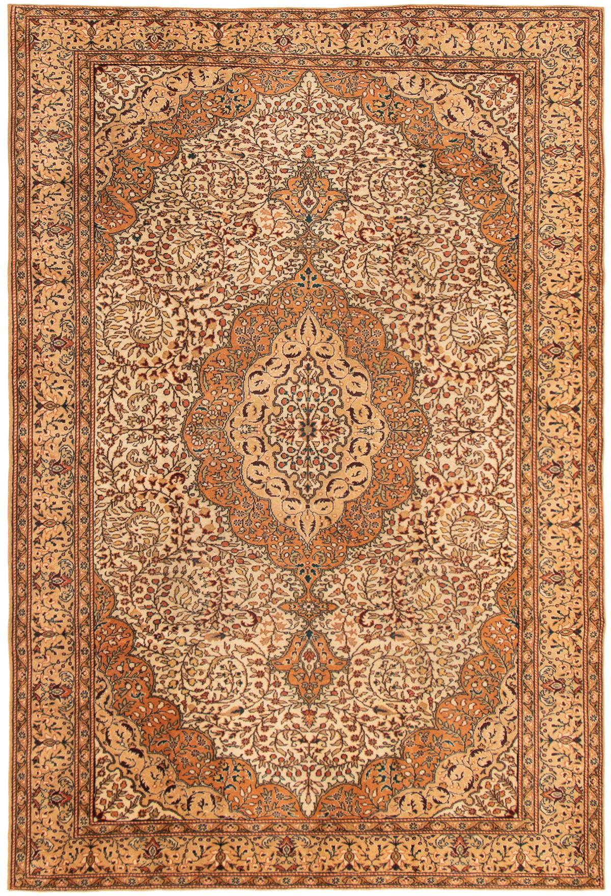 Hand-knotted Keisari Vintage Cream, Tan Wool Rug 6'3" x 9'6" Size: 6'3" x 9'6"  