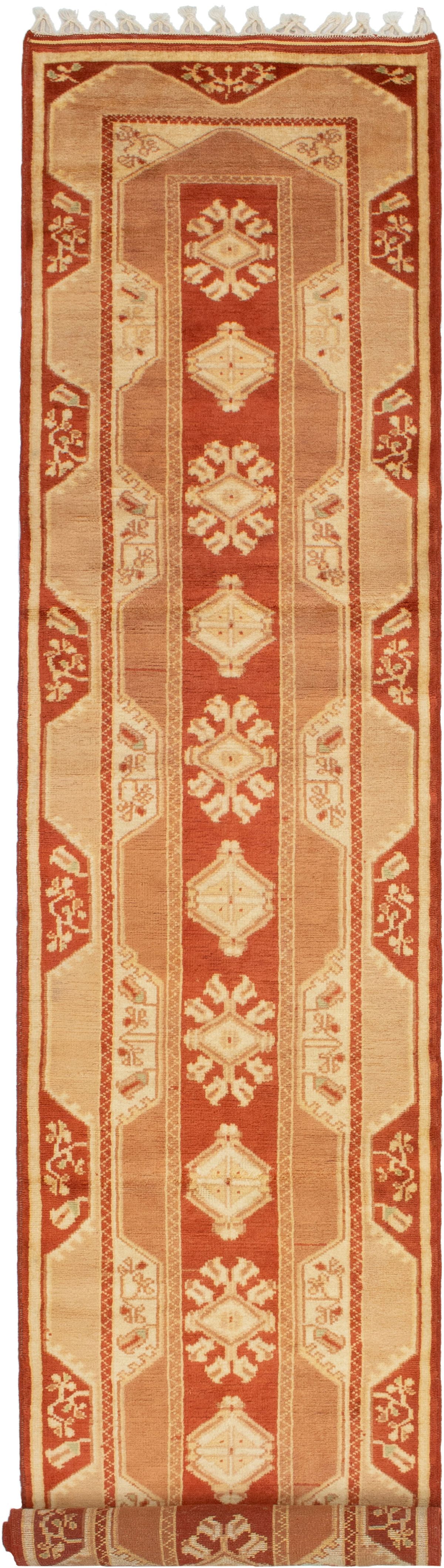Hand-knotted Ushak Cream, Dark Copper Wool Rug 2'7" x 13'3" Size: 2'7" x 13'3"  