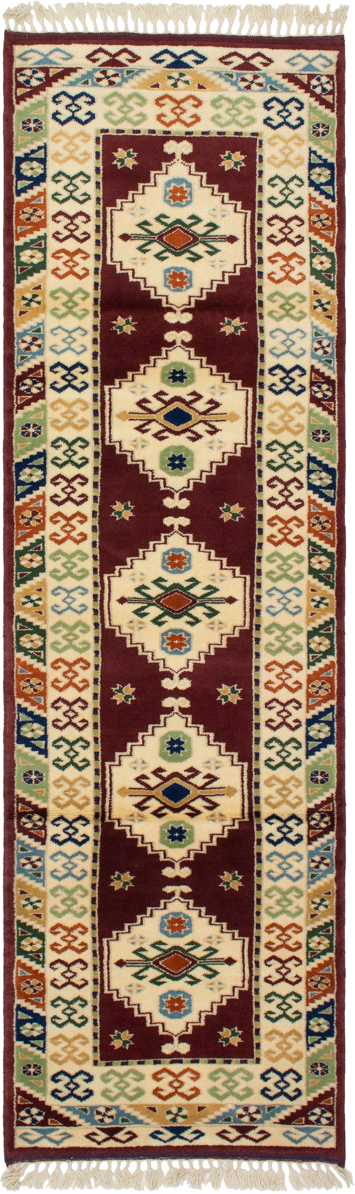 Hand-knotted Antique Shiravan Dark Red Wool Rug 2'7" x 8'10" Size: 2'7" x 8'10"  