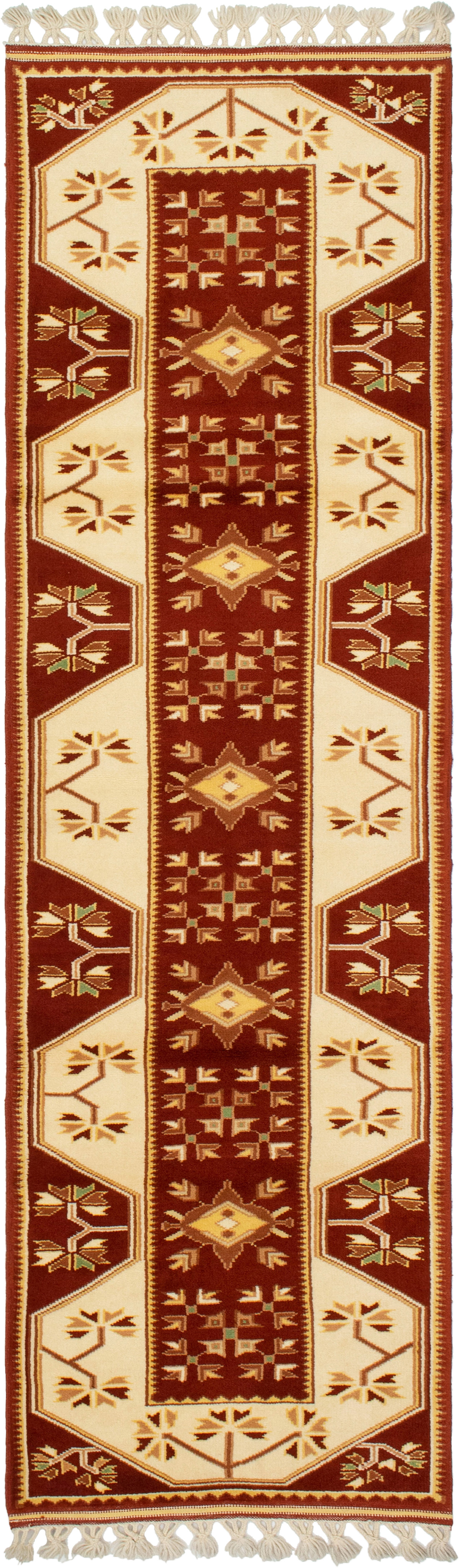 Hand-knotted Ushak Cream, Dark Copper Wool Rug 2'6" x 8'7" Size: 2'6" x 8'7"  
