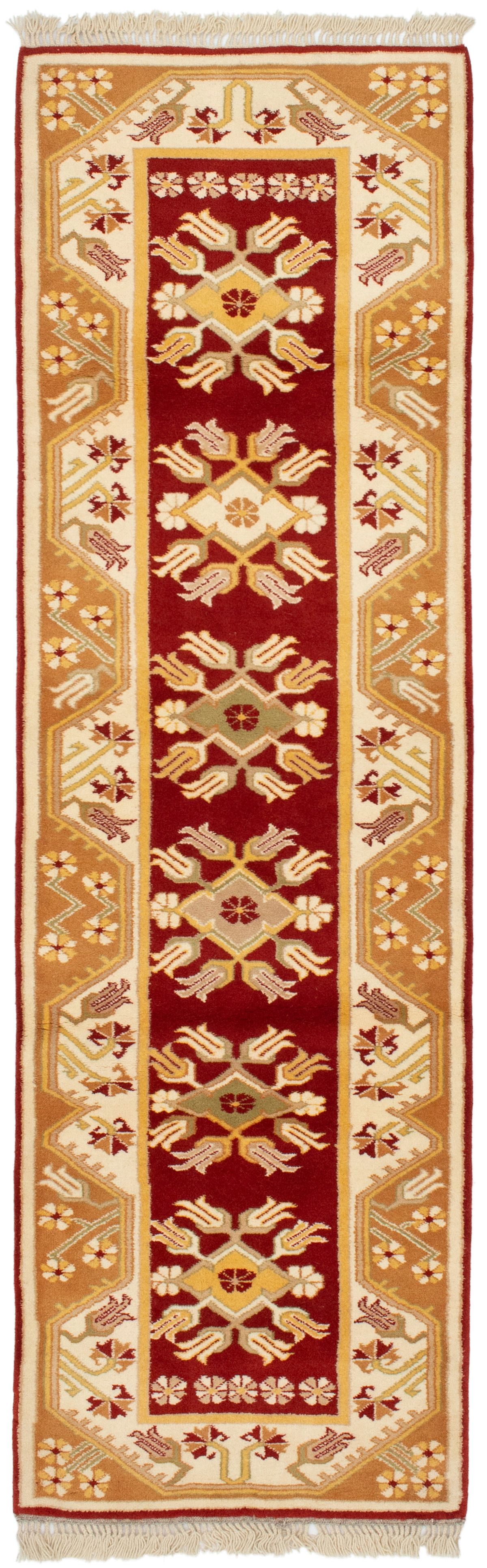 Hand-knotted Ushak Dark Red Wool Rug 2'8" x 8'7" Size: 2'7" x 8'7"  