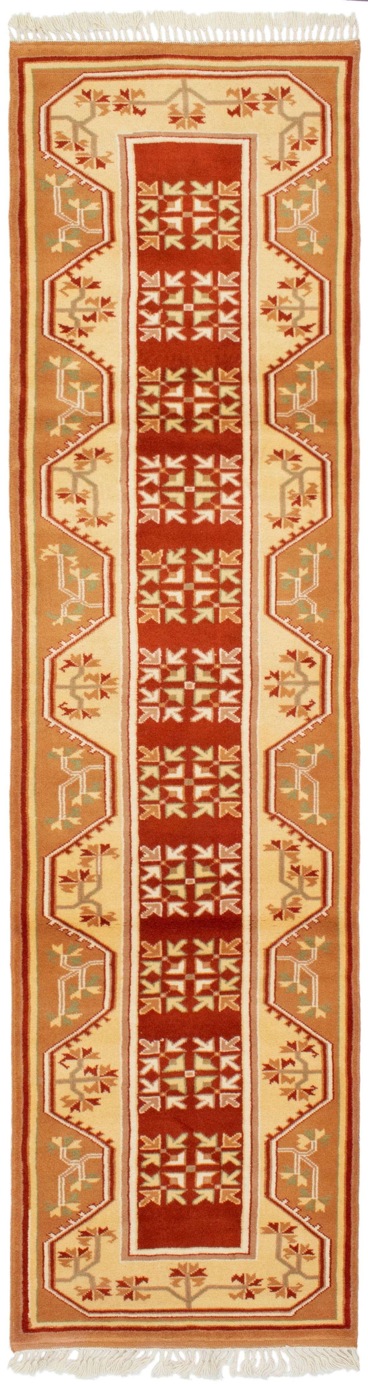 Hand-knotted Ushak Dark Copper Wool Rug 2'8" x 10'0" Size: 2'8" x 10'0"  